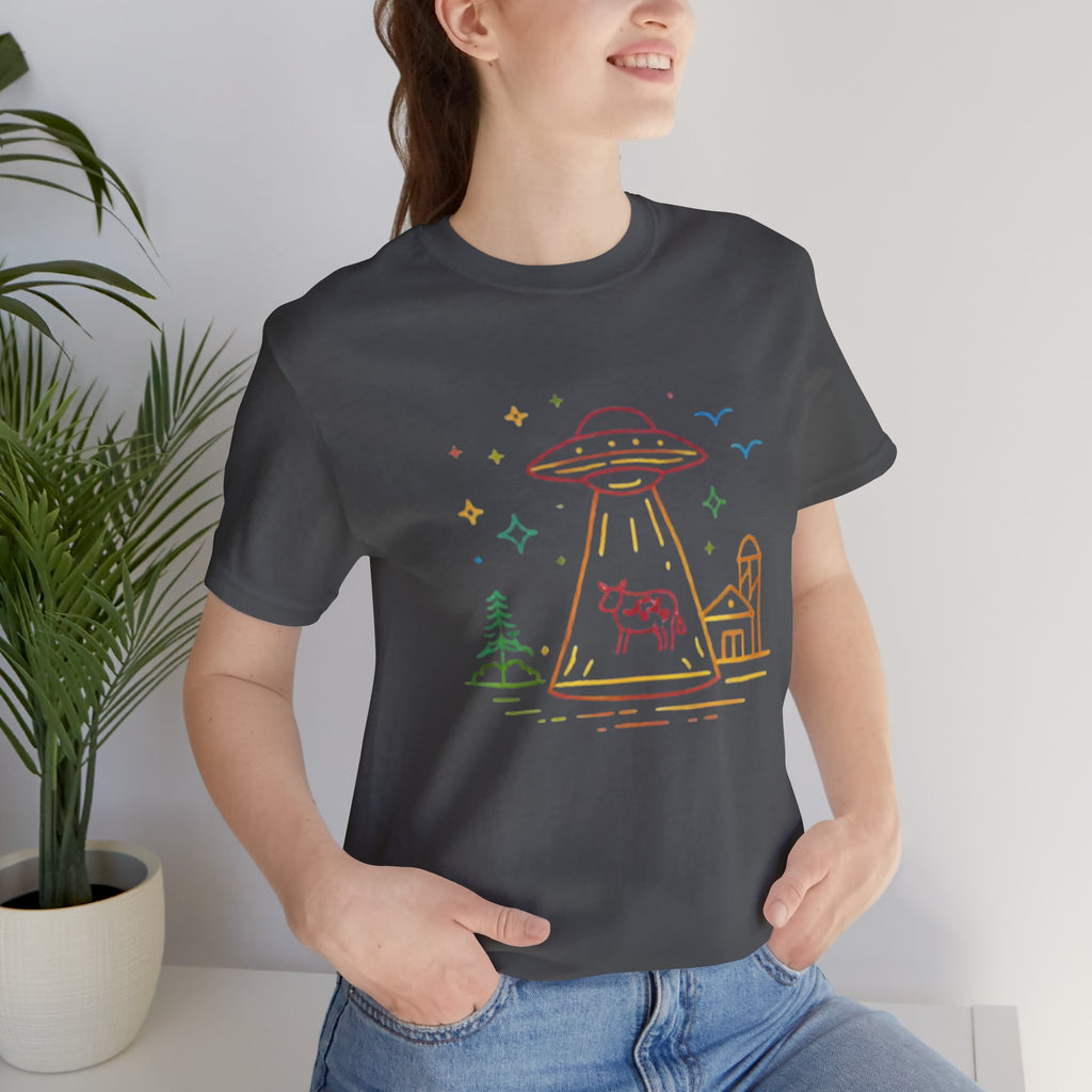 Alien Cow Abduction T-Shirt | Cute Pastel UFO Farm Graphic Tee