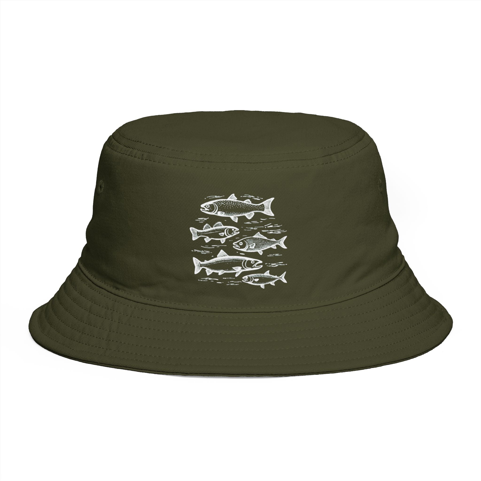 Bucket Hat | Vintage Fish Sketches Outdoor Fishing Hat