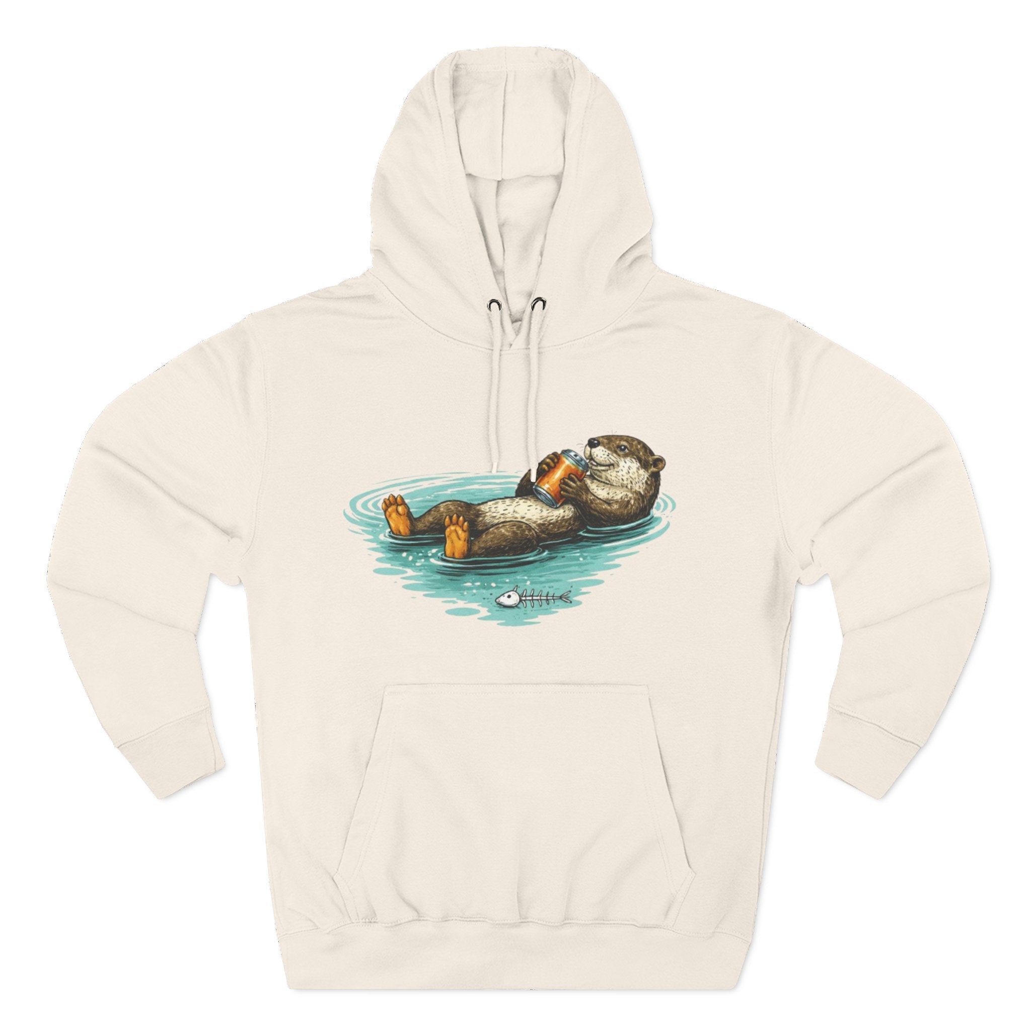 Otter Floating Graphic Hoodie | Relaxing Sea Otter with Beer Pullover
