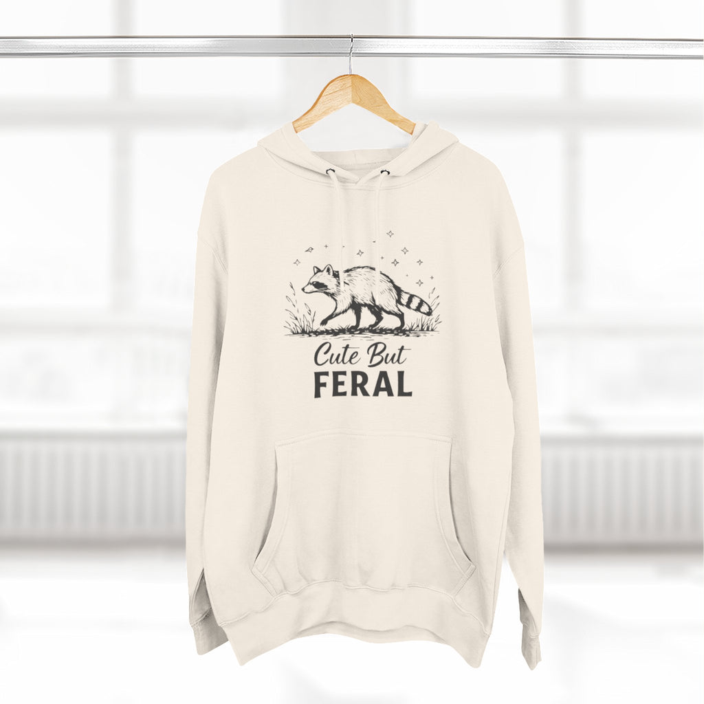 Cute But Feral Hoodie | Raccoon Illustration Graphic Pullover