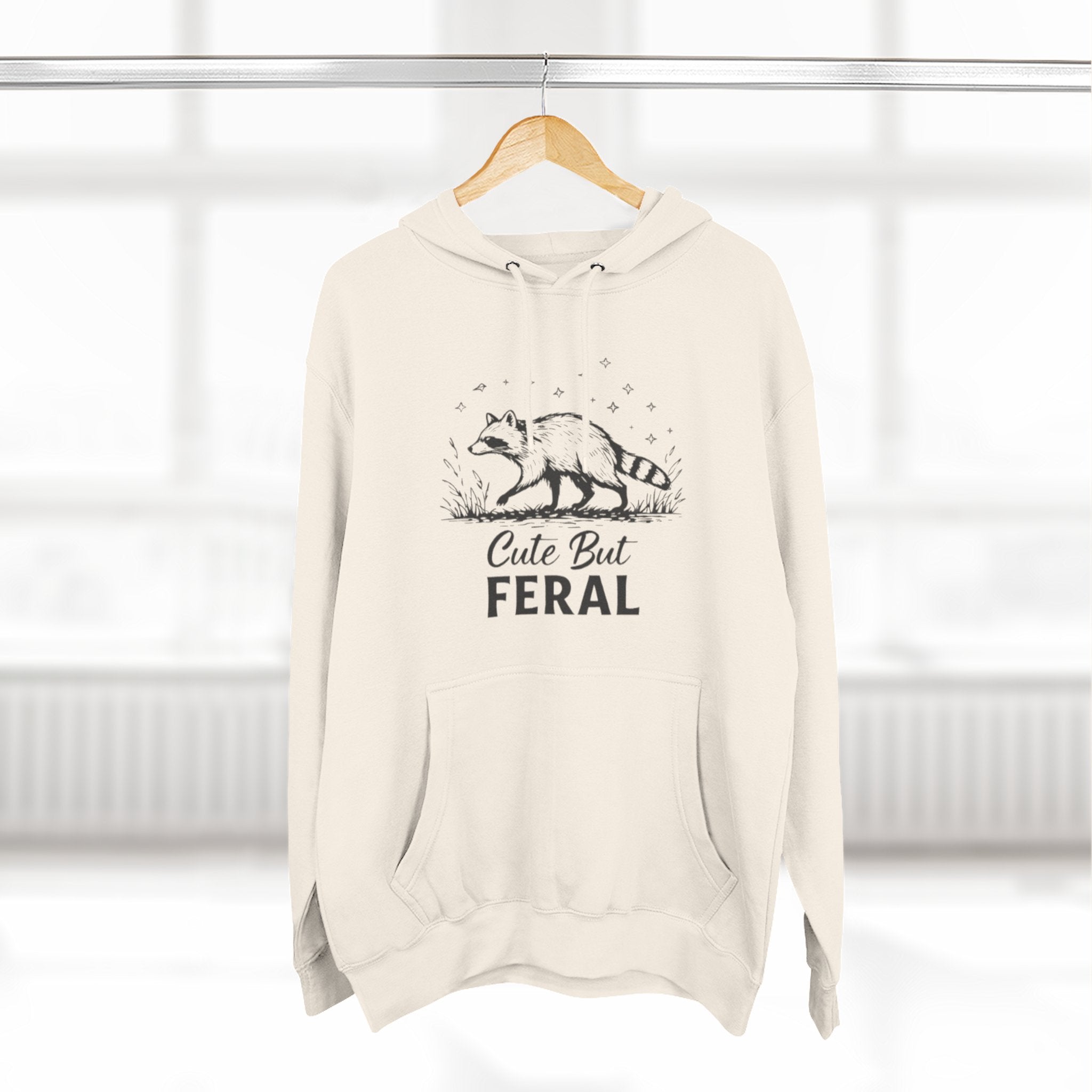 Cute But Feral Hoodie | Raccoon Illustration Graphic Pullover