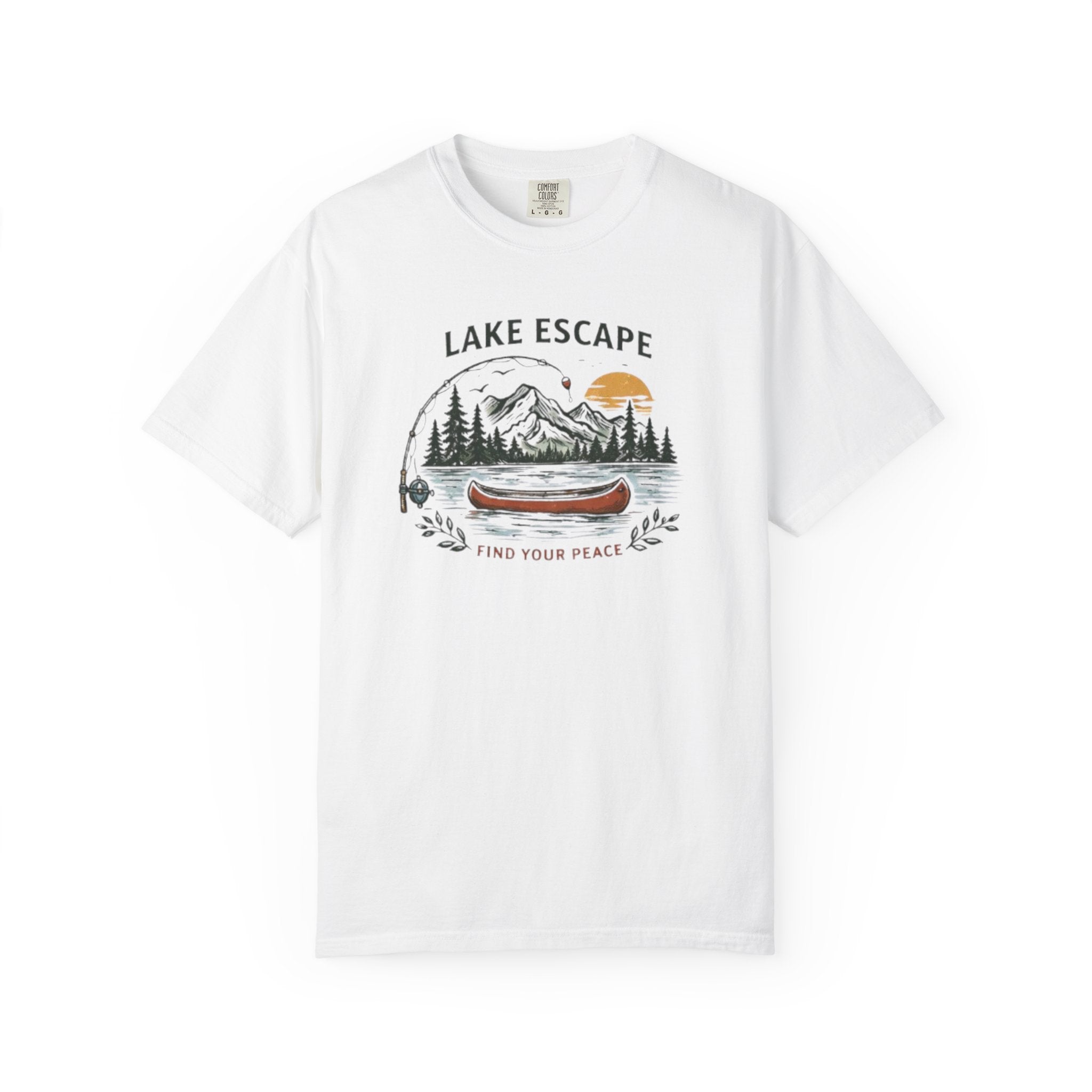 Lake Escape T-Shirt | Canoe Nature Graphic "Find Your Peace" Tee