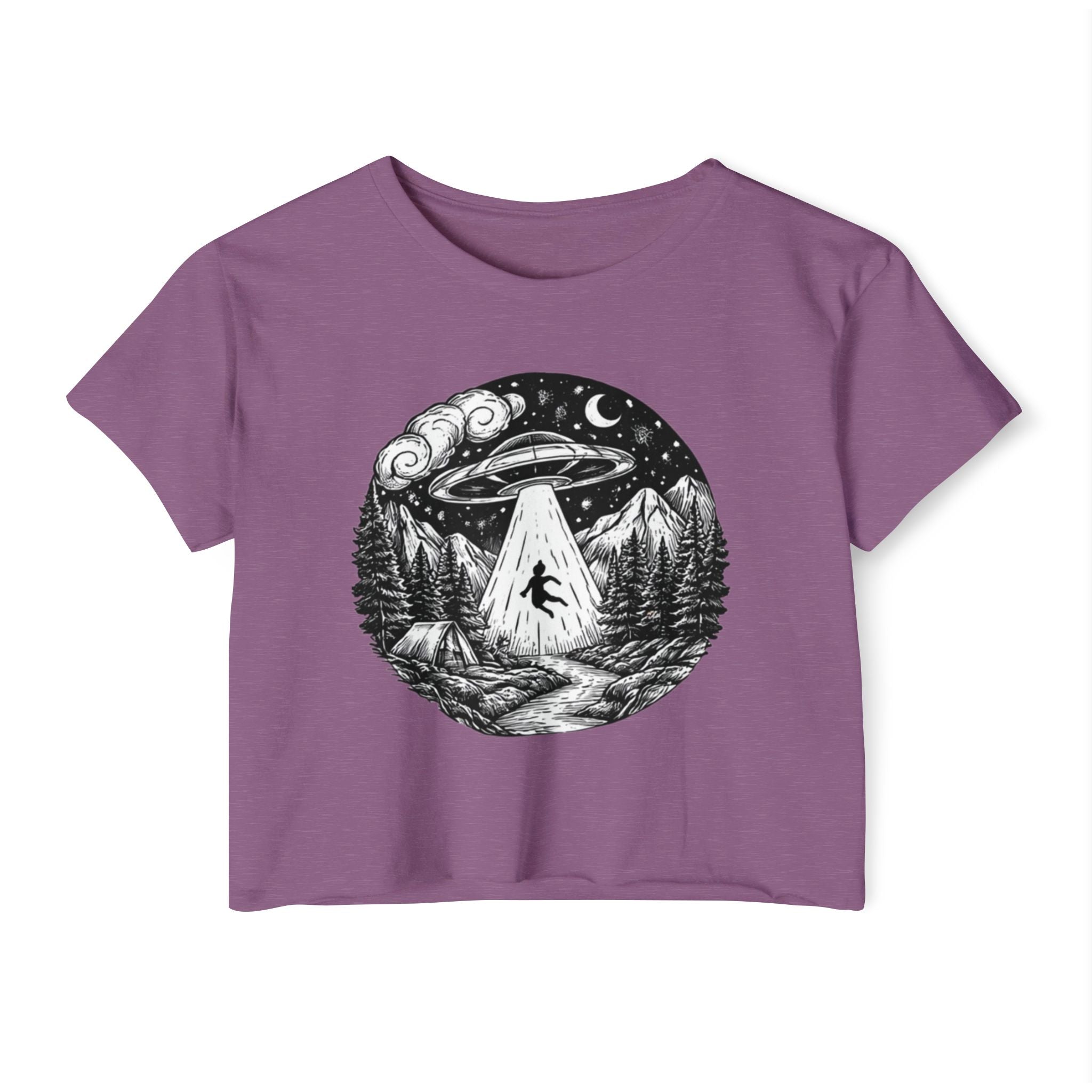 Crop Top | UFO Abduction Night Sky Graphic Women's Festival Crop
