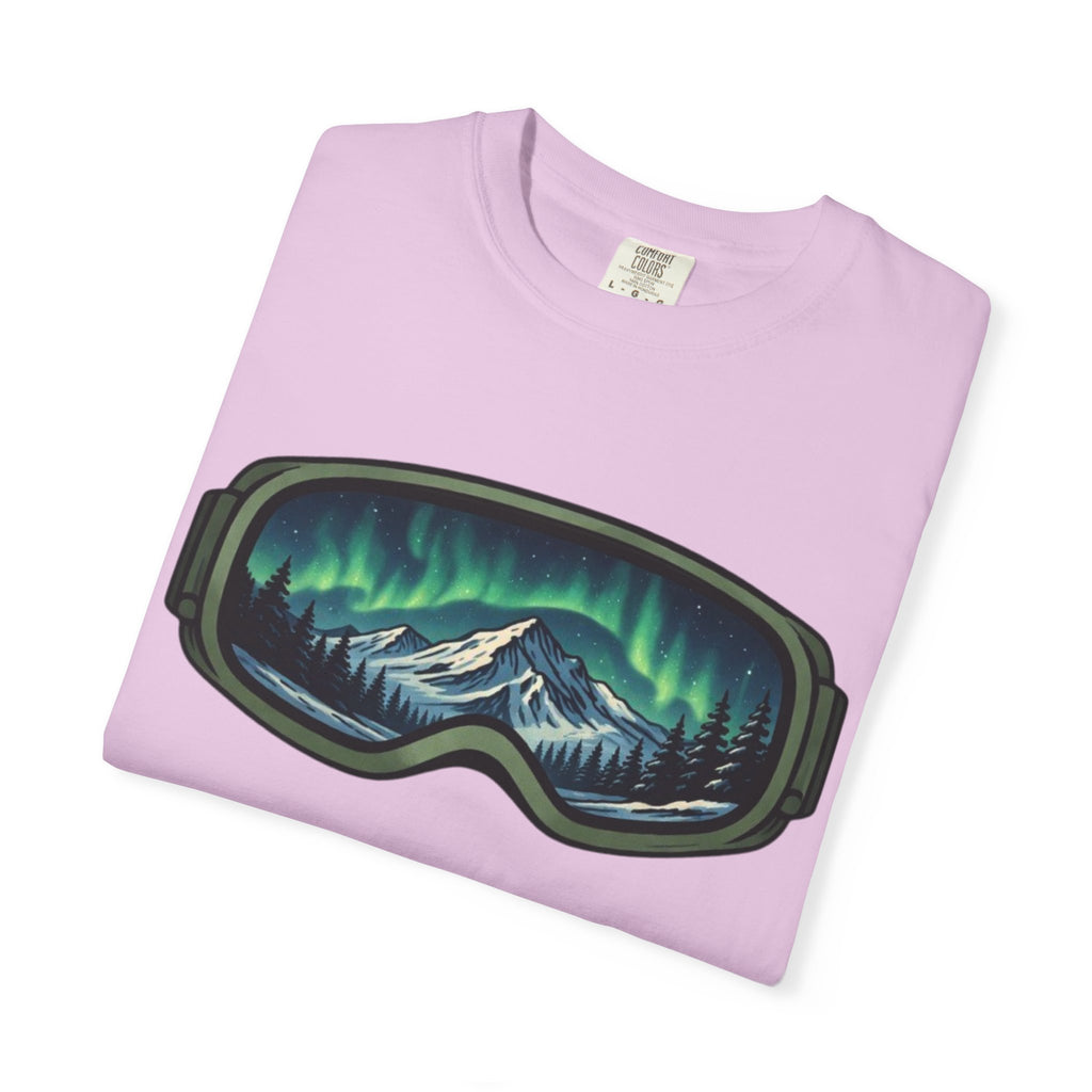 Aurora Ski Goggle T-Shirt | Mountain Night Northern Lights Graphic Tee