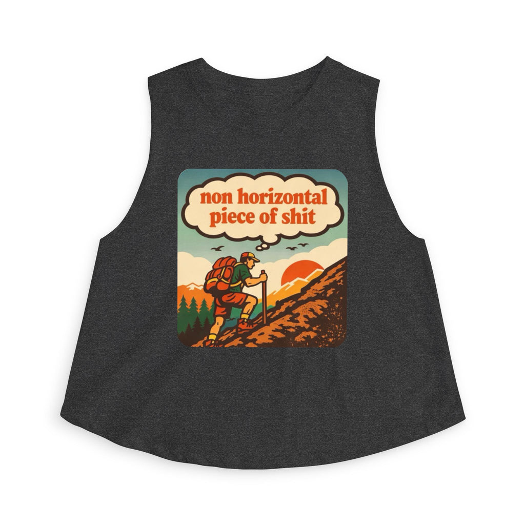Hiking Graphic Crop Top | "non horizontal piece of shit" Retro Adventure Tank