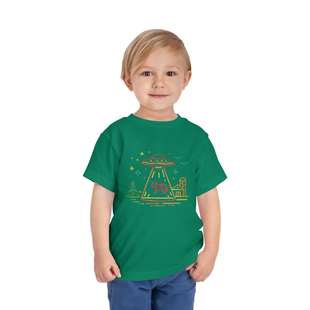 Toddler Tee | Cute Pastel UFO Cow Abduction Graphic