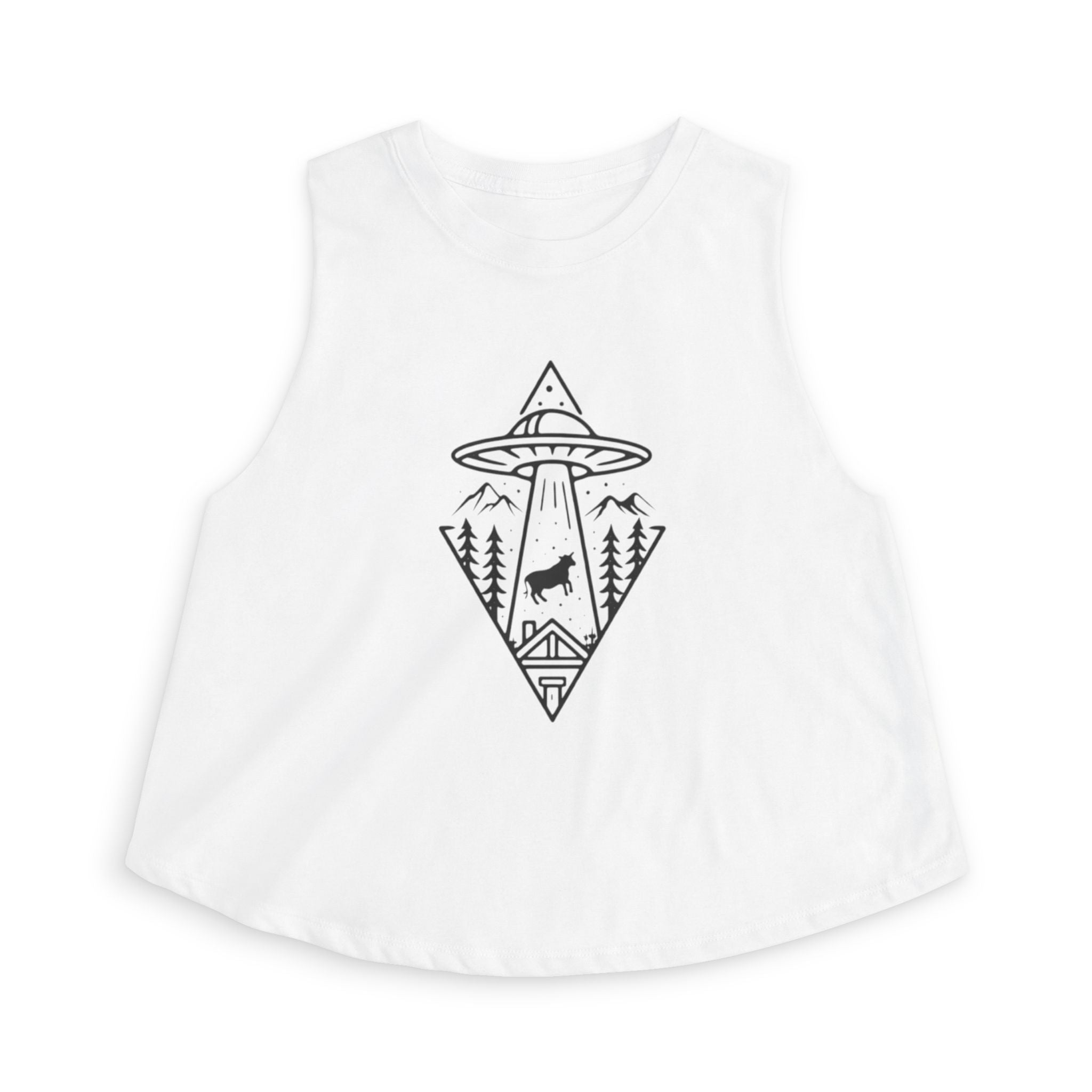 Crop Top | UFO Abduction Mountain Graphic