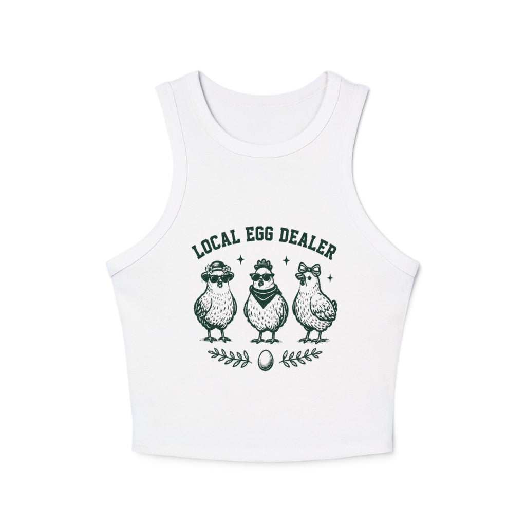 Local Egg Dealer Racer Tank Top | Cute Chick Graphic Crop Top for Women
