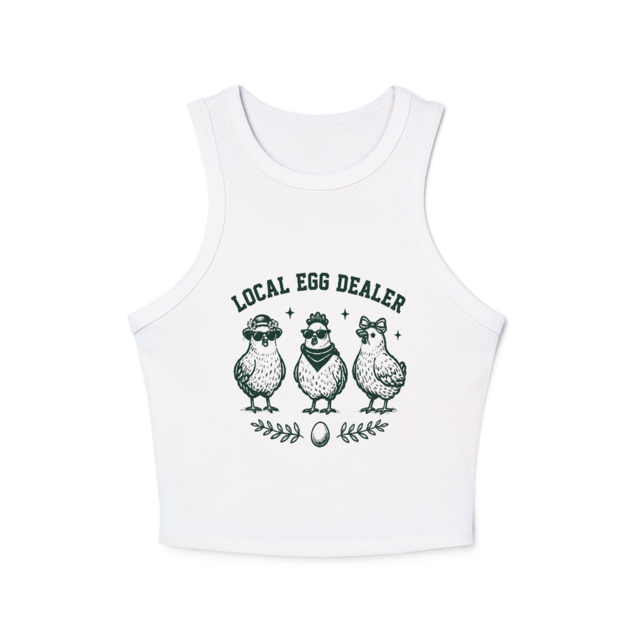 Local Egg Dealer Racer Tank Top | Cute Chick Graphic Crop Top for Women