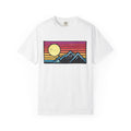 Retro Sunset Mountains T-Shirt | Vintage Striped Landscape