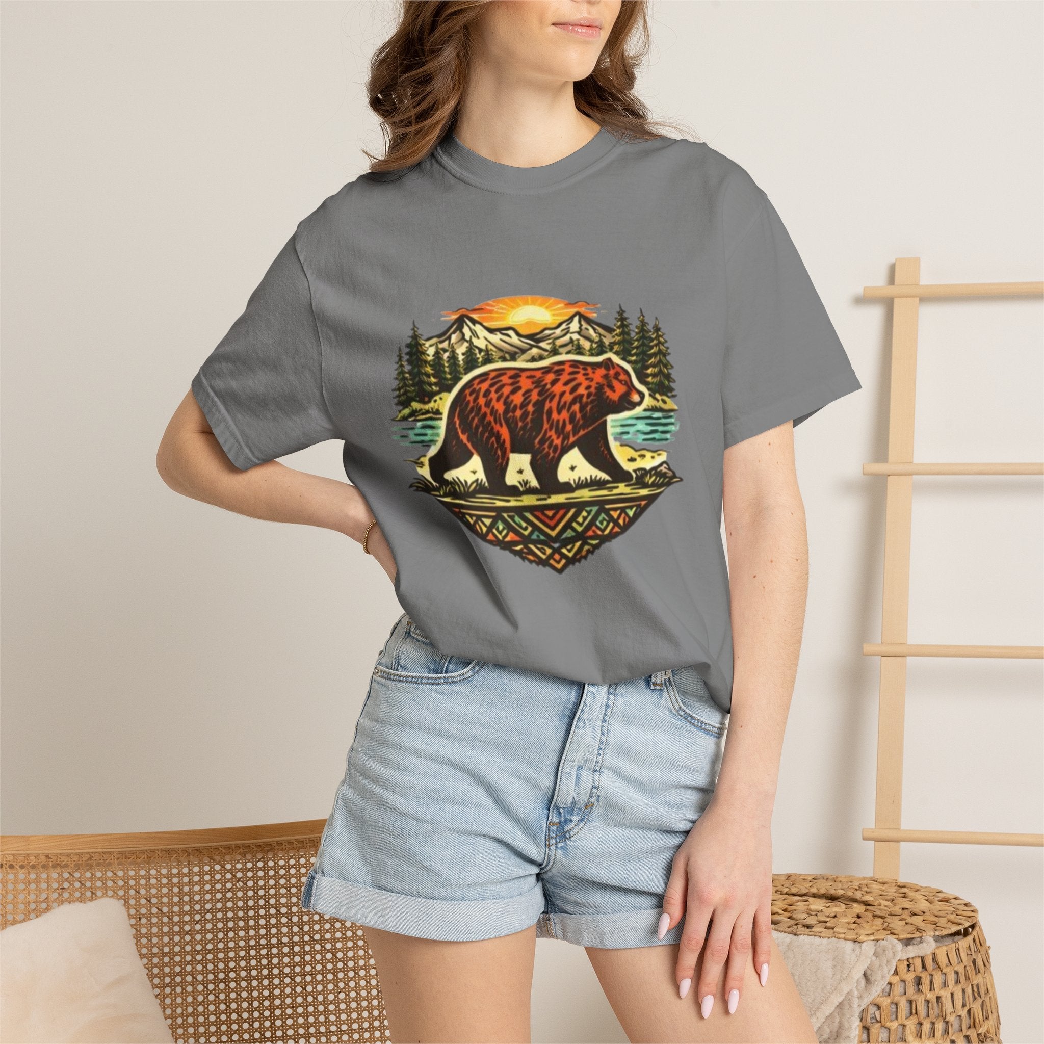 Bear Sunset T-Shirt | Vintage Forest Adventure Graphic Tee