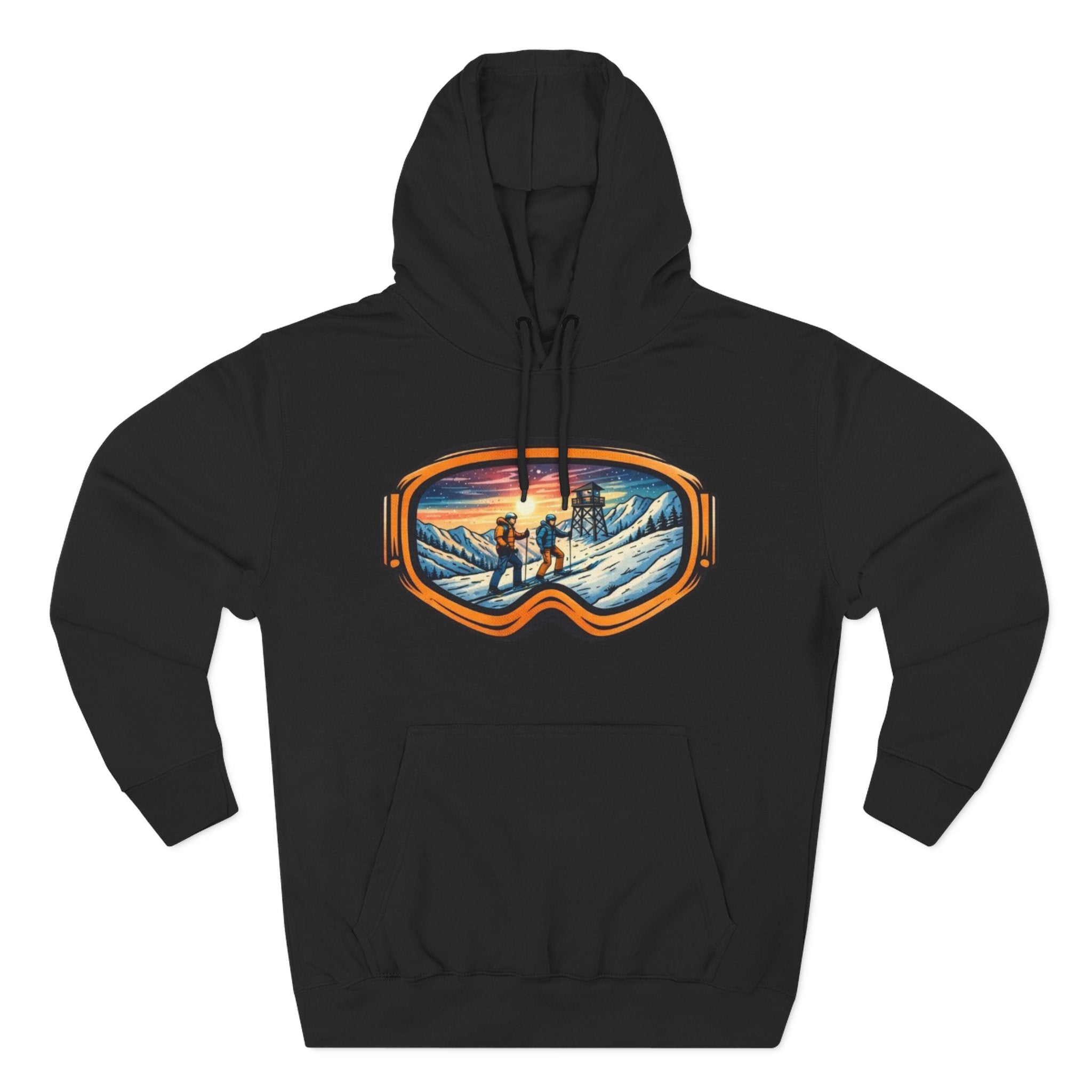Ski Goggles Graphic Hoodie | Sunset Mountain Ski Fleece Pullover