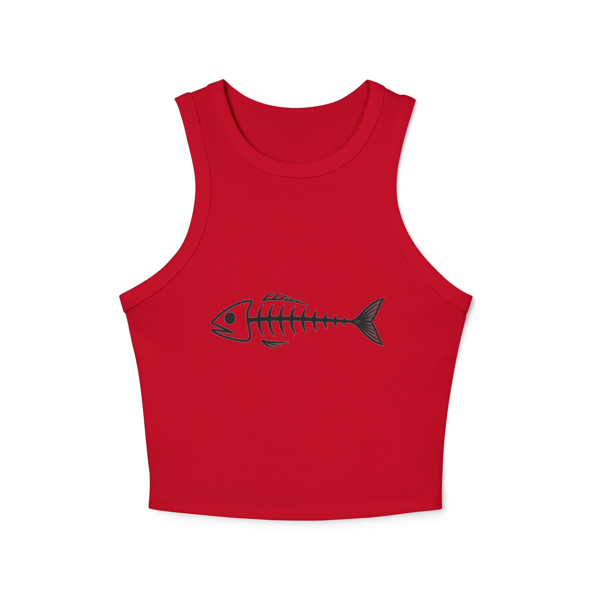Fish Skeleton Racer Tank Top | Cute Minimalist Coastal Crop for Women