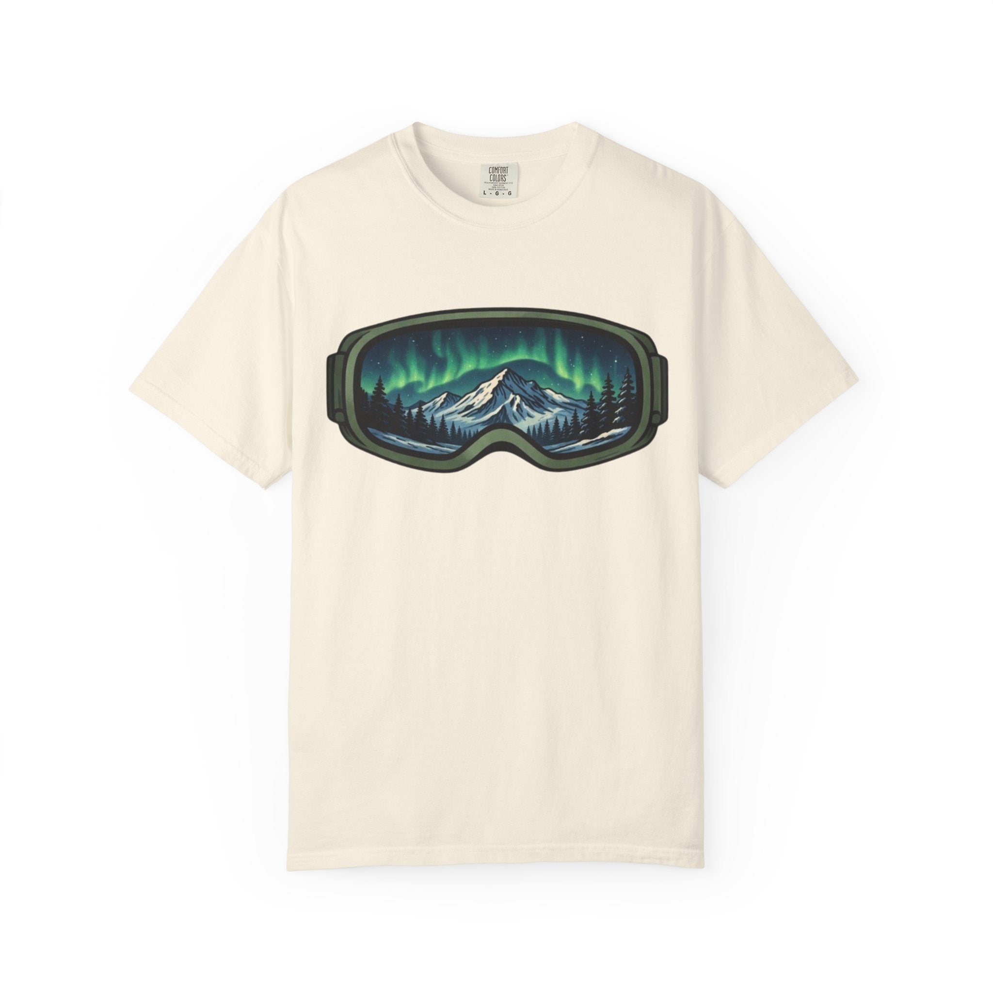 Aurora Ski Goggle T-Shirt | Mountain Night Northern Lights Graphic Tee