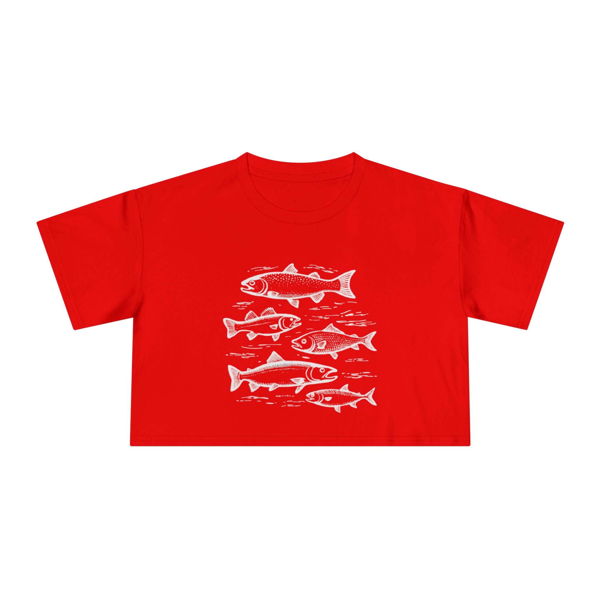 Crop Tee - Vintage Fish Illustration Womens Cropped Tee