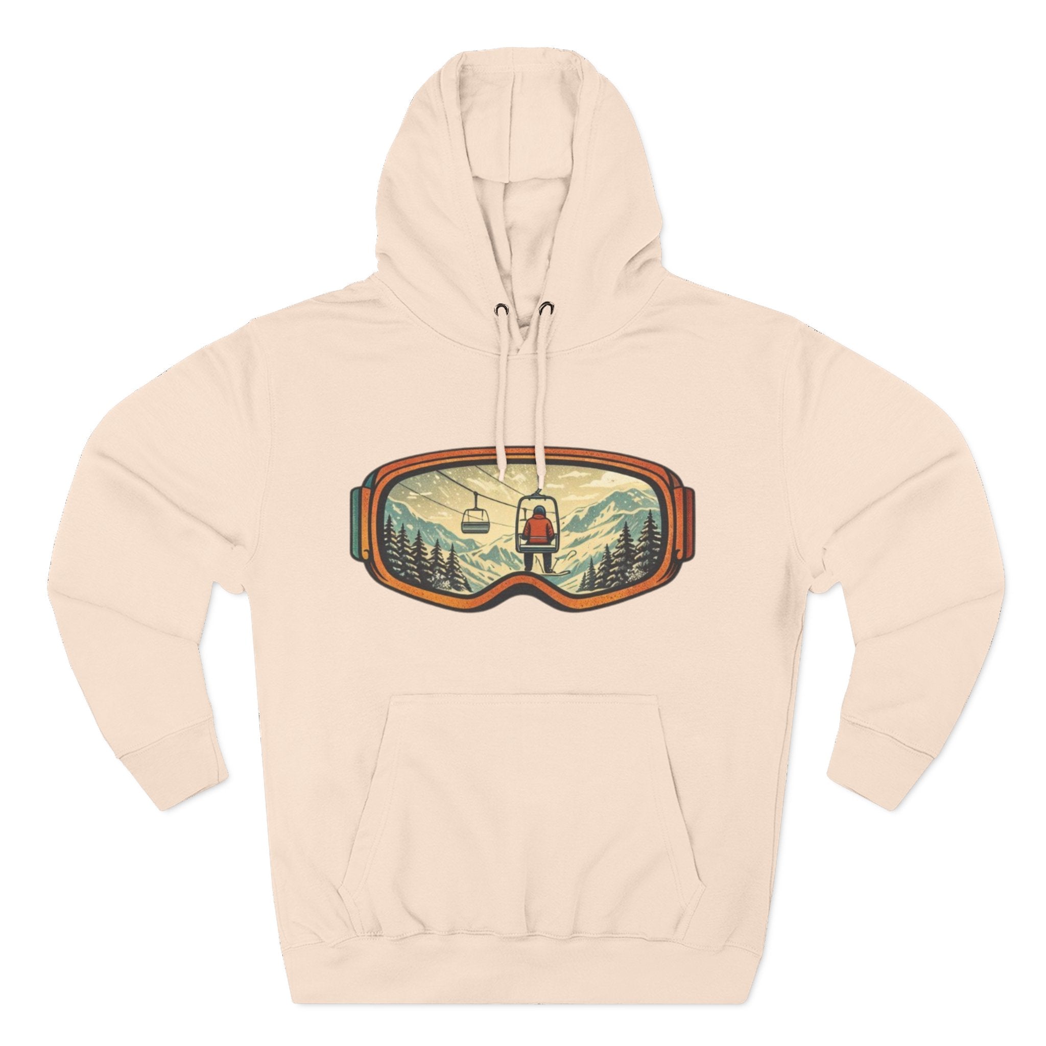 Ski Goggles Graphic Hoodie | Mountain Lift Scene Pullover