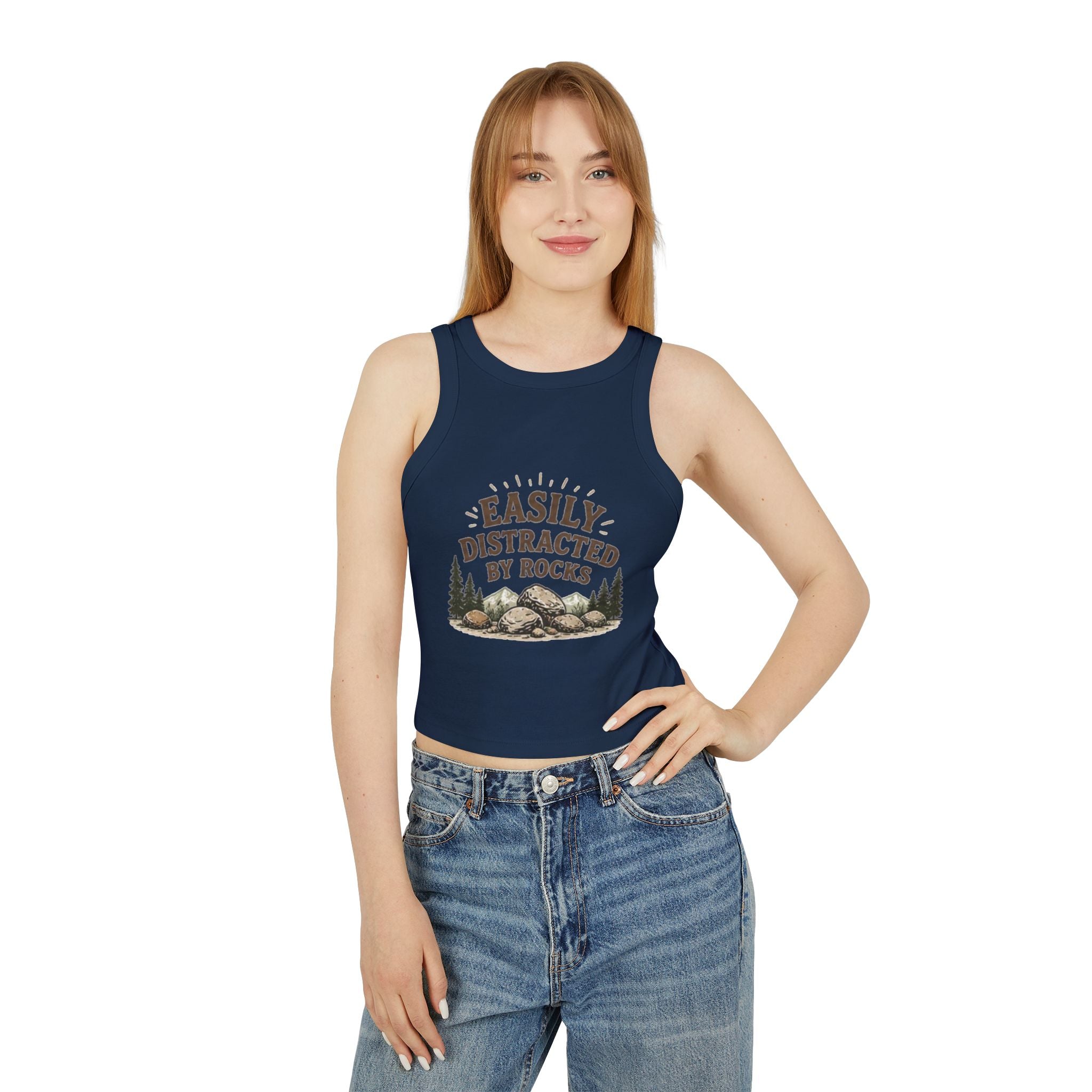 Easily Distracted by Rocks Racer Tank Top