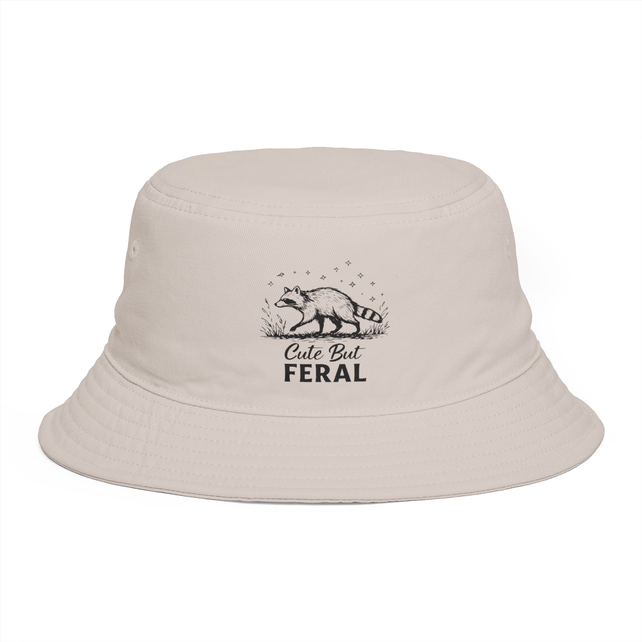 Feral Raccoon Cute But Feral Brown Bucket Hat | Outdoor Casual Sun Hat