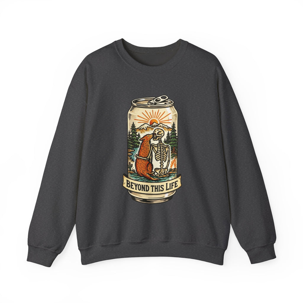 Crewneck Sweatshirt | Beyond This Life Bear & Skeleton Can Graphic