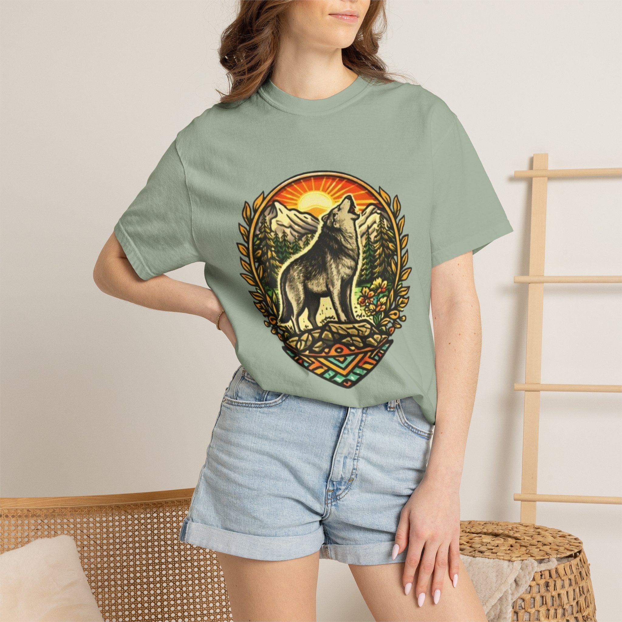 Wolf Howl Mountain T-Shirt | Vintage Nature Graphic Tee