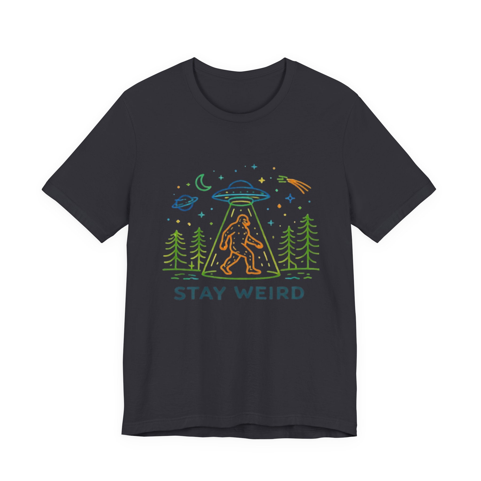 Stay Weird UFO Bigfoot T-Shirt Funny Alien Abduction Graphic Tee