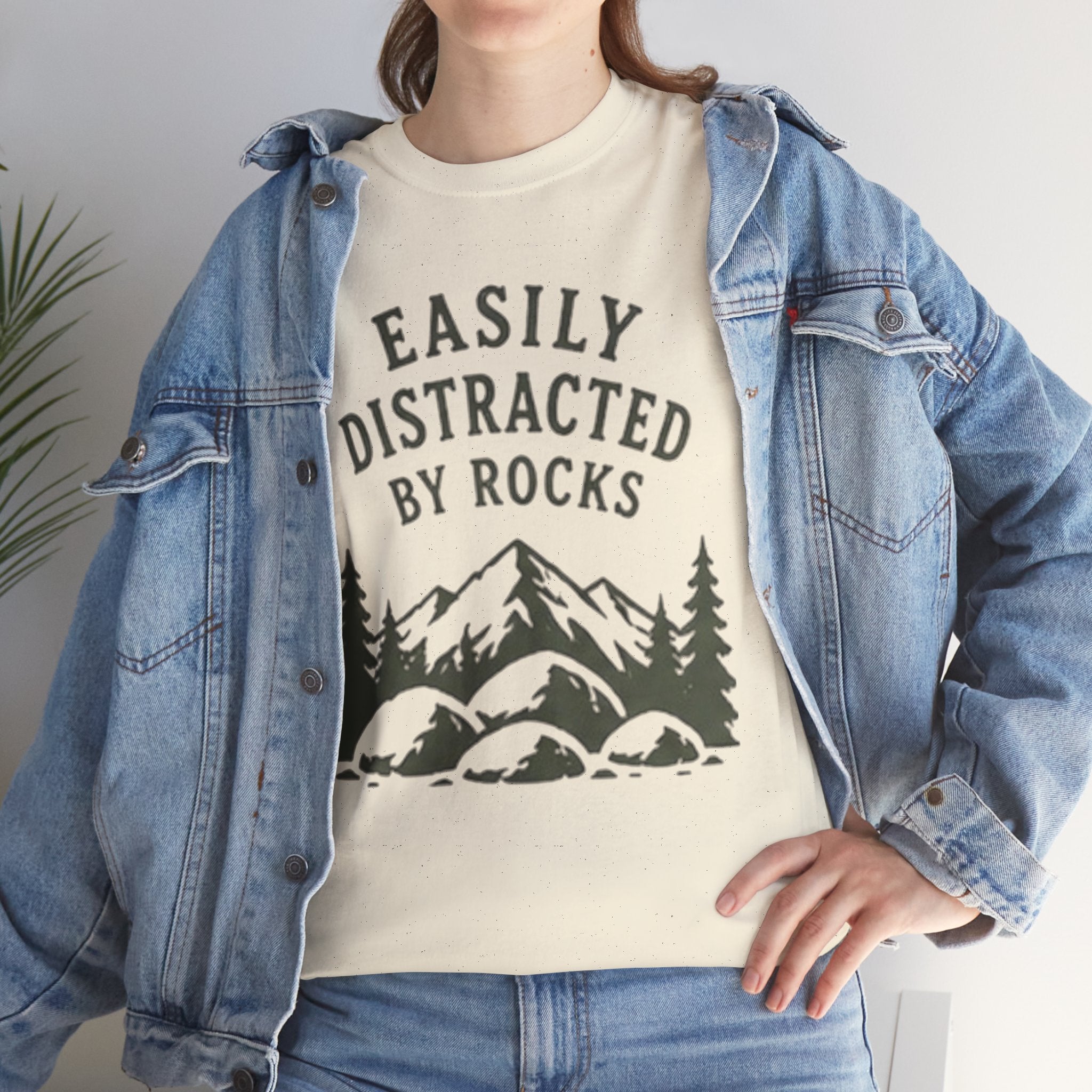 Easily Distracted By Rocks T-Shirt | Funny Outdoor Hiking Tee for Rockhounds & Nature Lovers