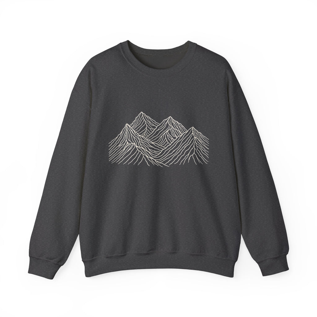 Mountain Line Art Crewneck Sweatshirt | Minimalist Outdoor Graphic Sweater