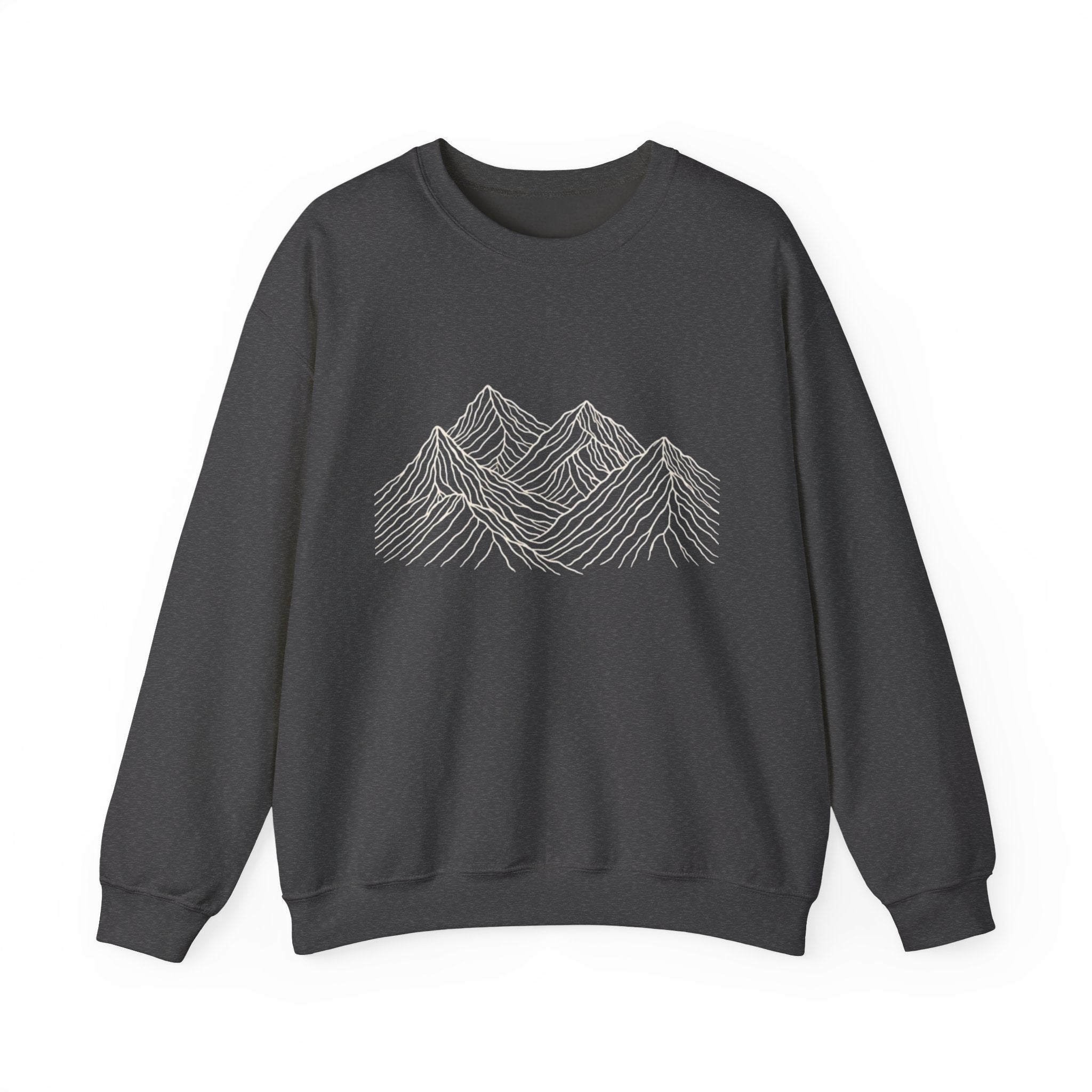 Mountain Line Art Crewneck Sweatshirt | Minimalist Outdoor Graphic Sweater
