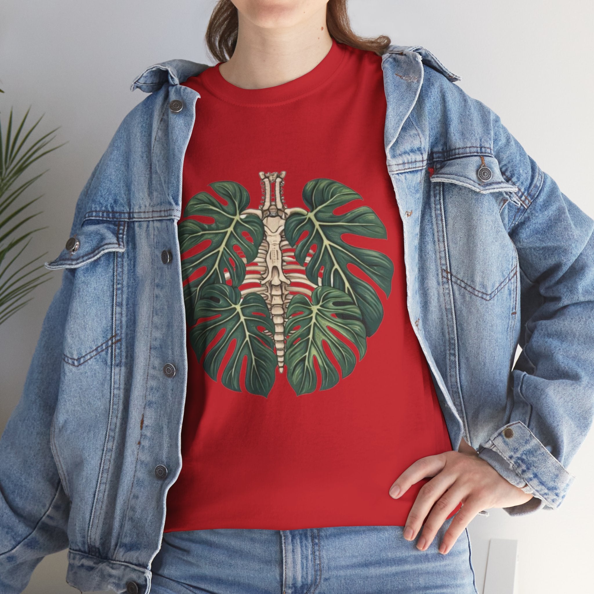 T-Shirt | Tropical Monstera with Brass Skull Botanical Graphic