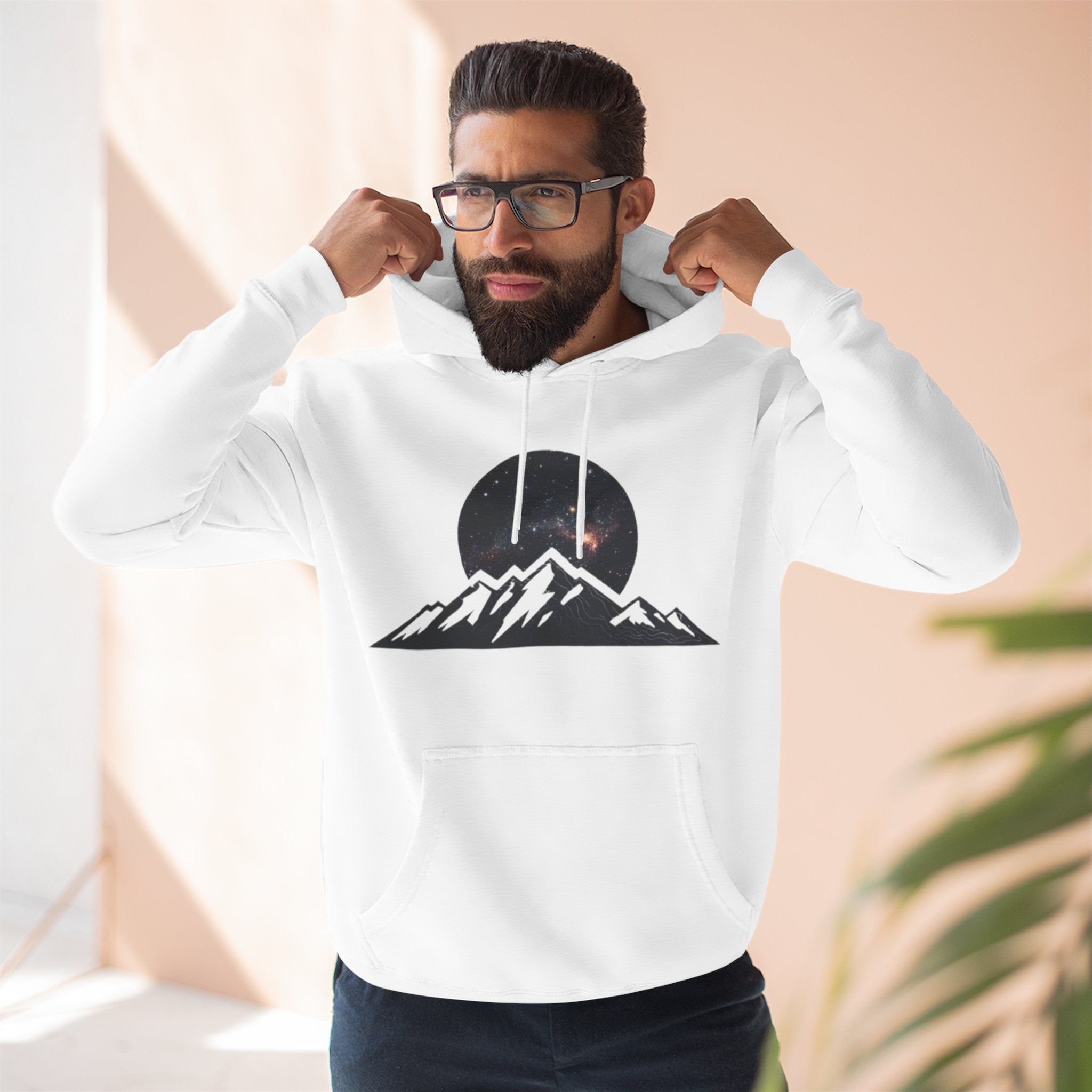 Mountain Sunset Hoodie | Minimalist Mountain Range with Night Sky Graphic
