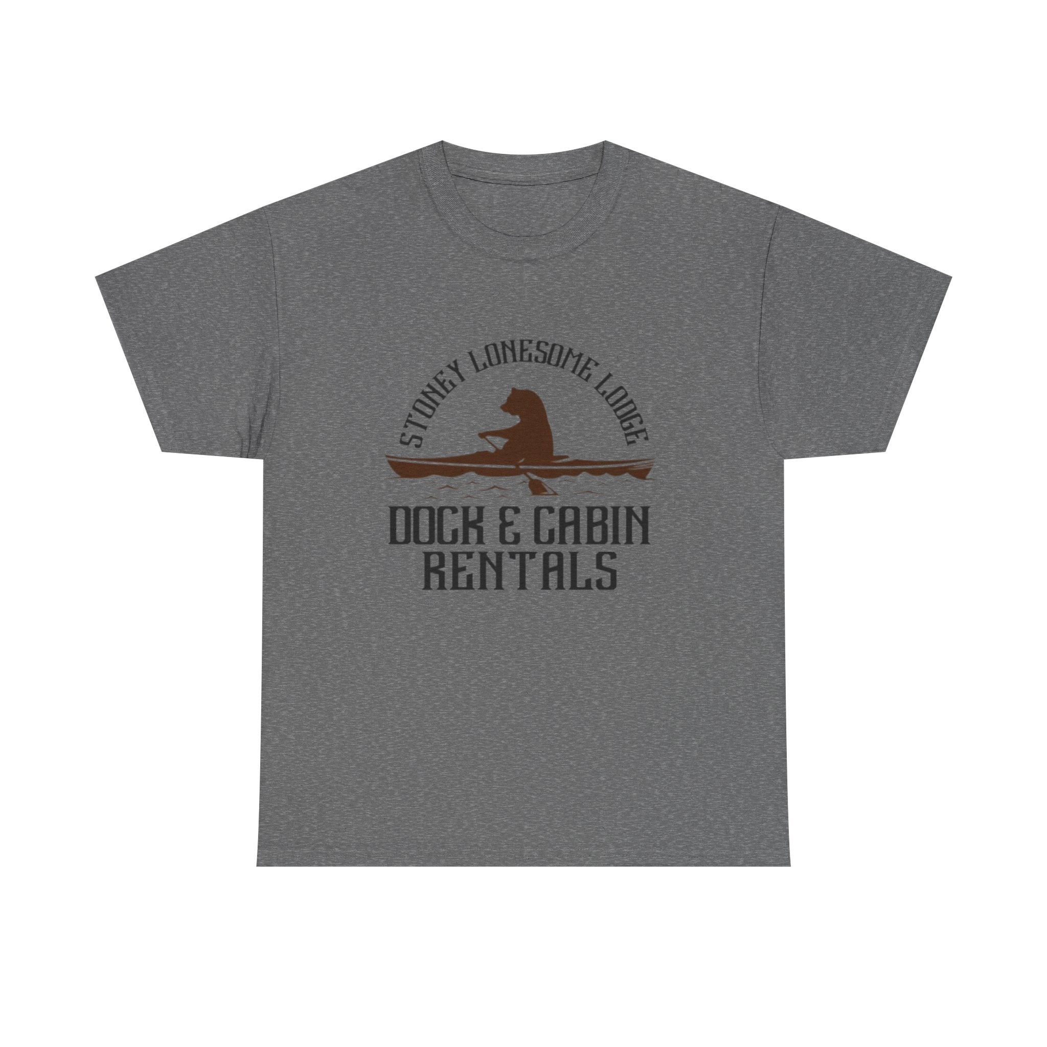 Dock & Cabin Rentals T-Shirt | Stoney Lonesome Lodge Fishing Logo Tee