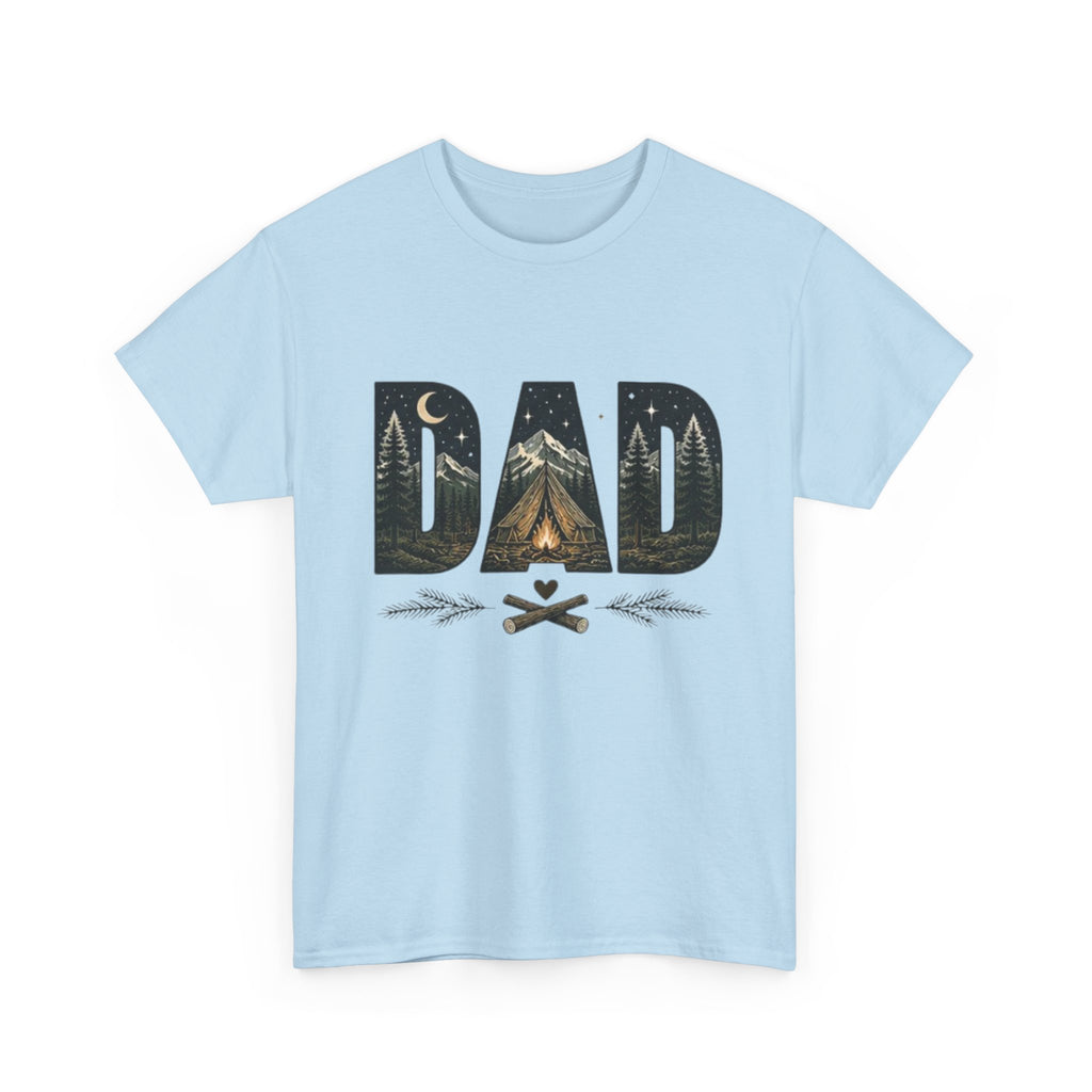 Dad Camping T-Shirt | Outdoor Graphic Tee with Tent & Campfire Design