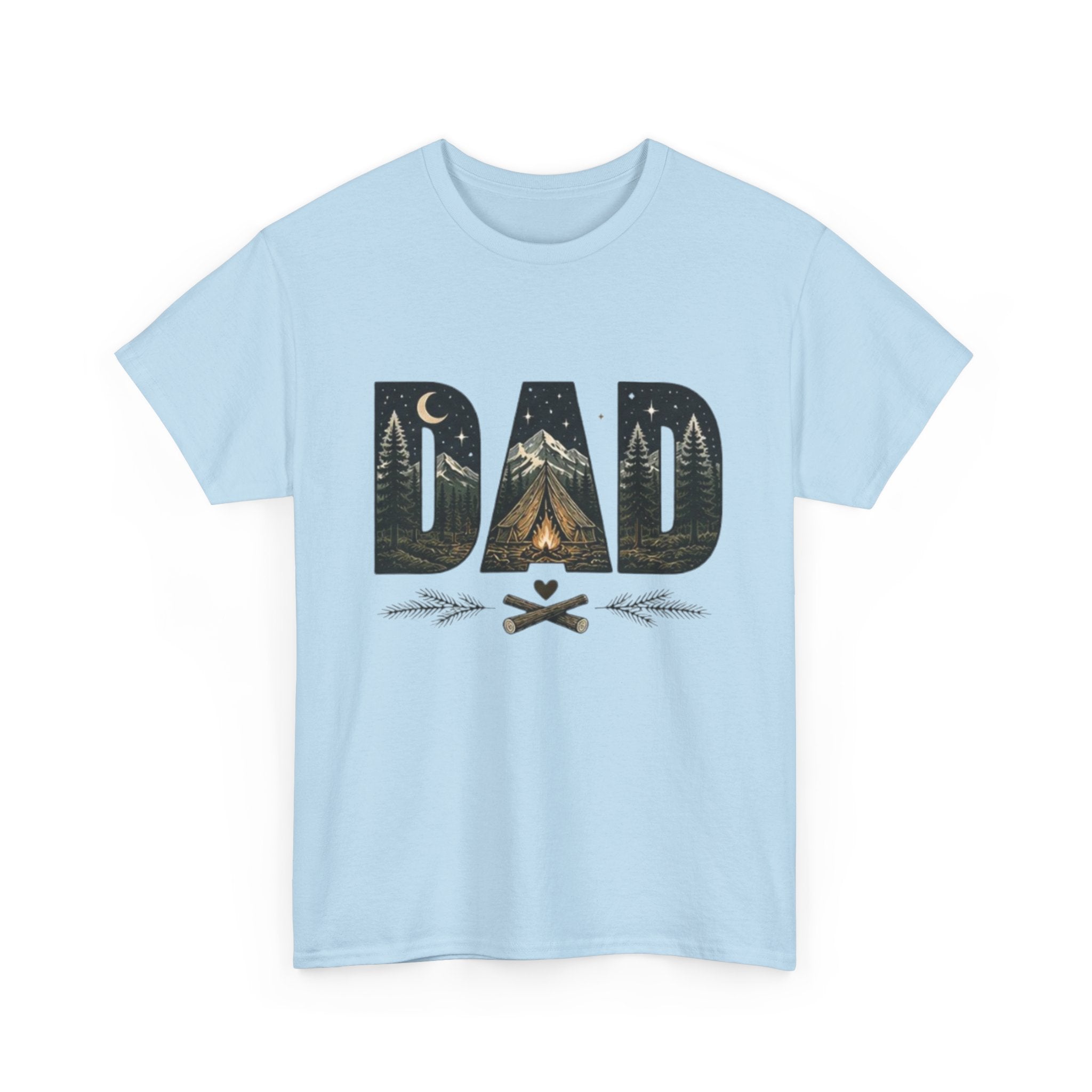 Dad Camping T-Shirt | Outdoor Graphic Tee with Tent & Campfire Design