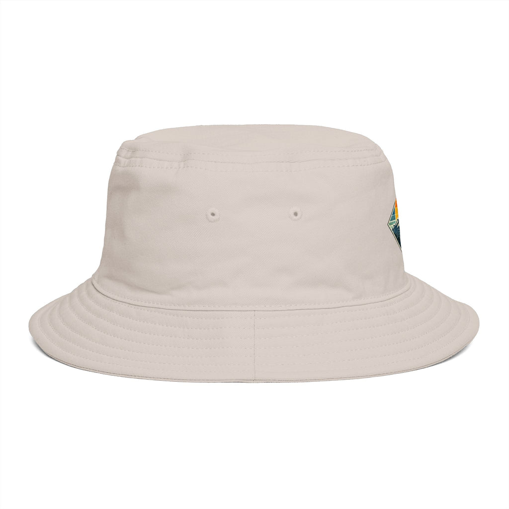 Mountain Sunset Bucket Hat | Retro Outdoor Hiking Patch