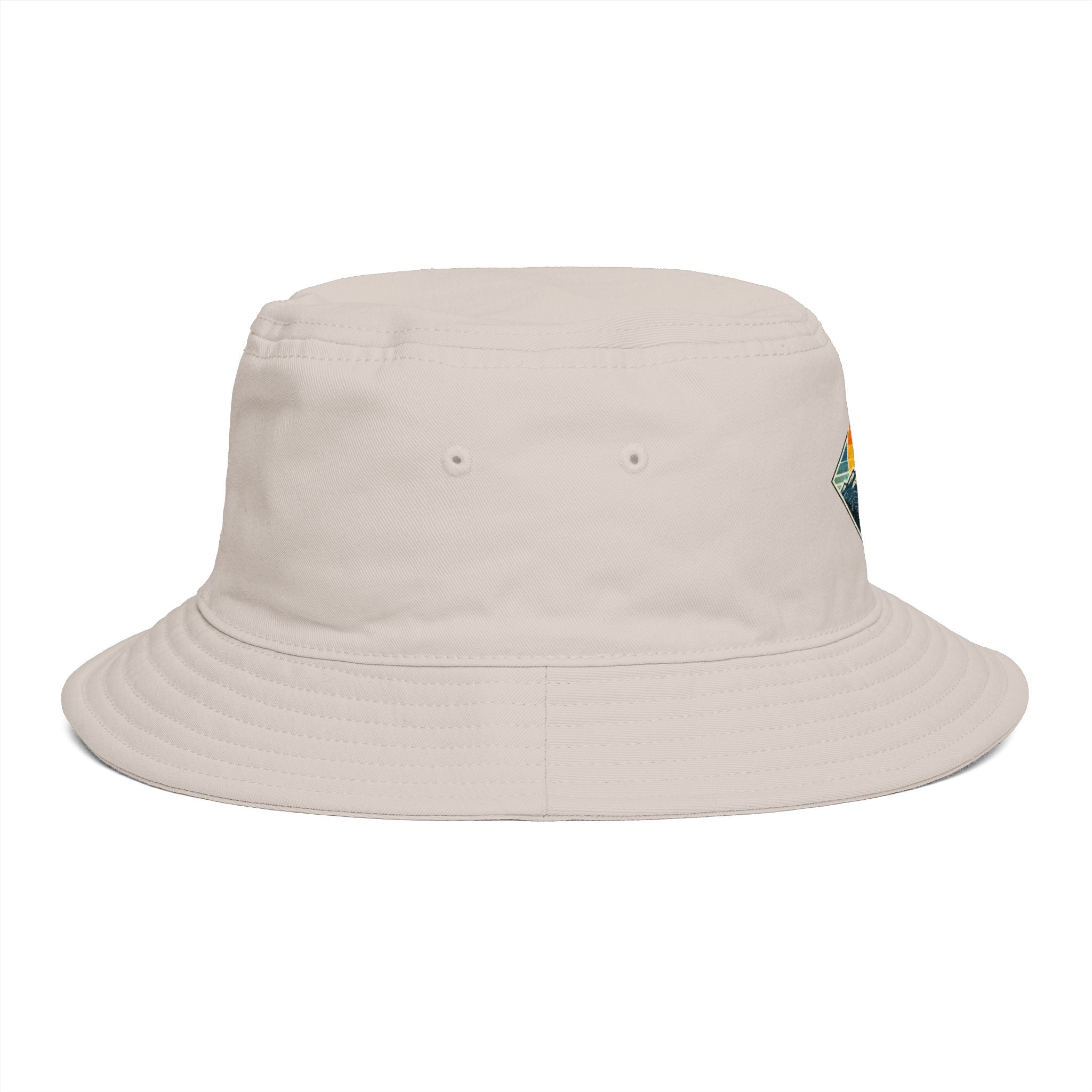 Mountain Sunset Bucket Hat | Retro Outdoor Hiking Patch