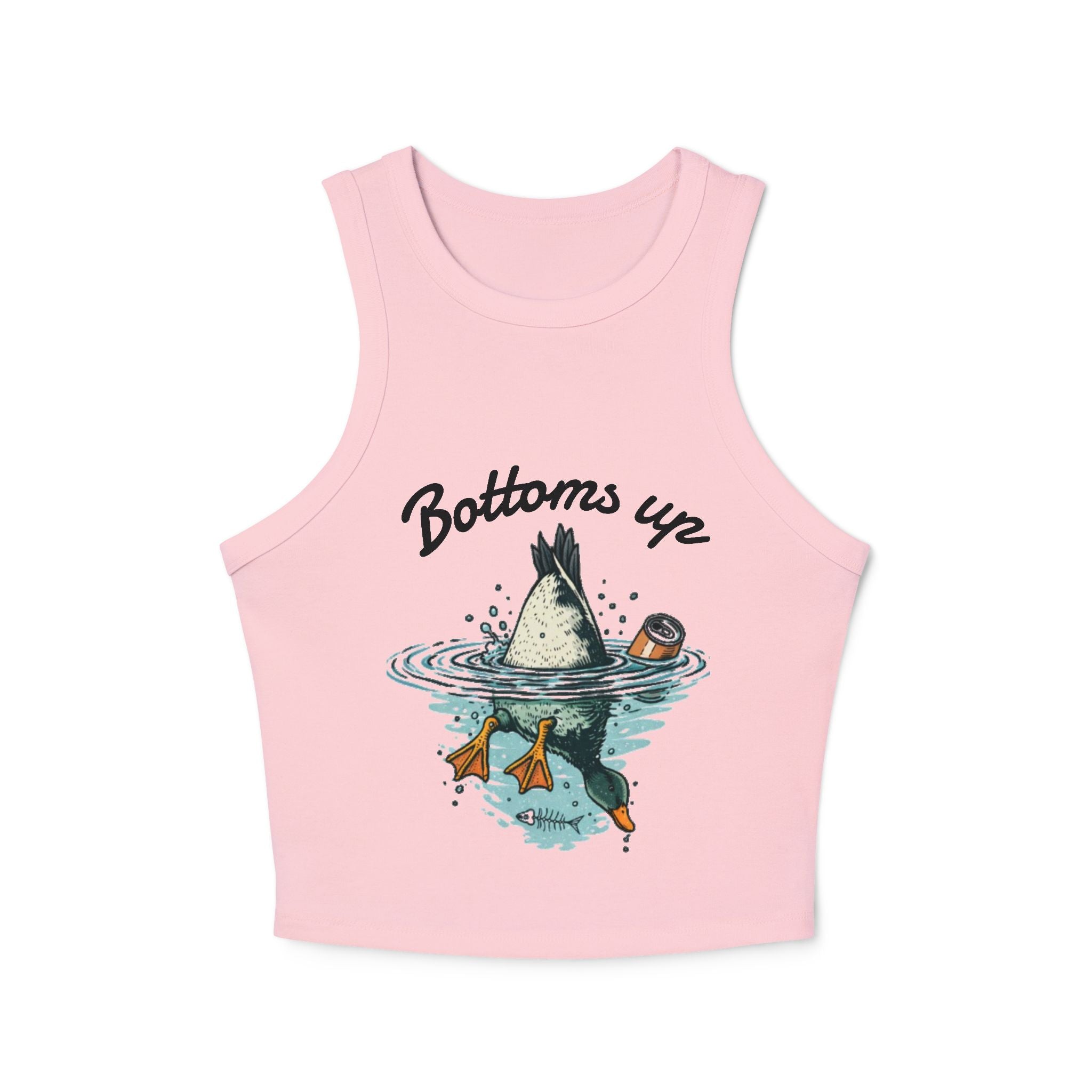 Bottoms Up Duck Illustration Racer Tank Top | Womens Summer Graphic Crop
