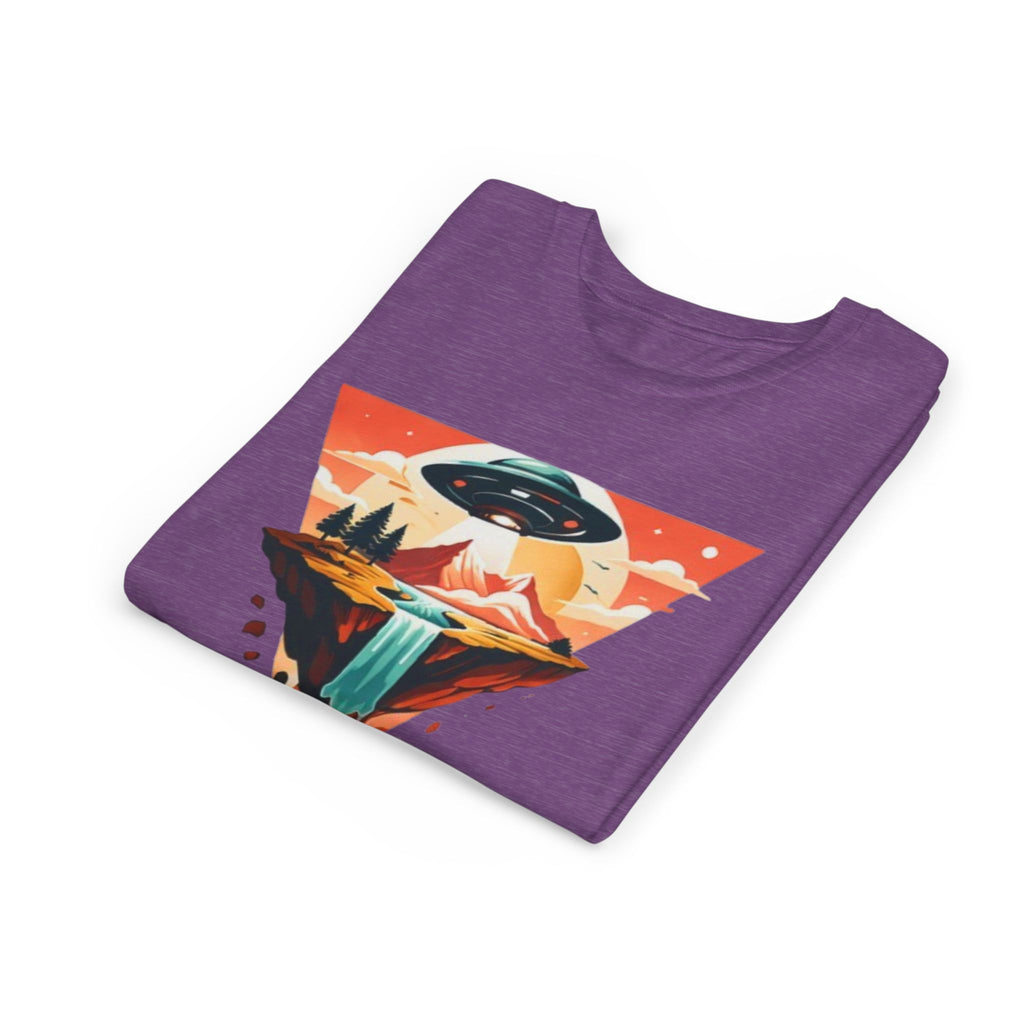 Youth Tee | UFO Mountain Landscape Graphic Tee | Alien Abduction Adventure
