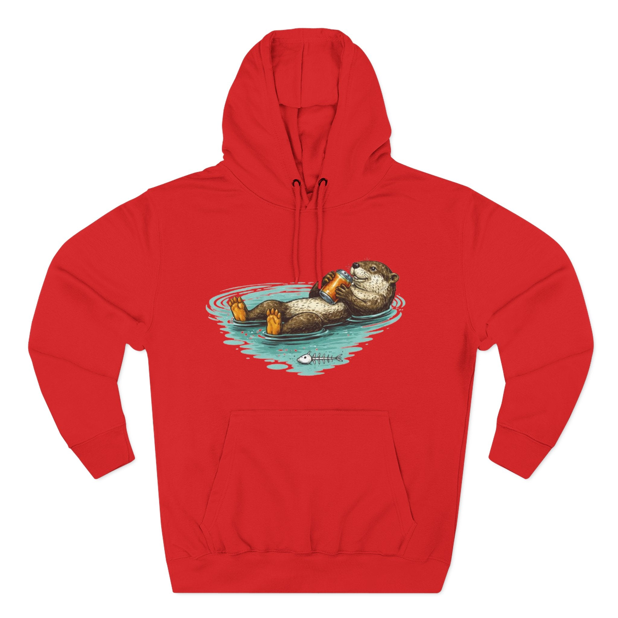 Otter Floating Graphic Hoodie | Relaxing Sea Otter with Beer Pullover