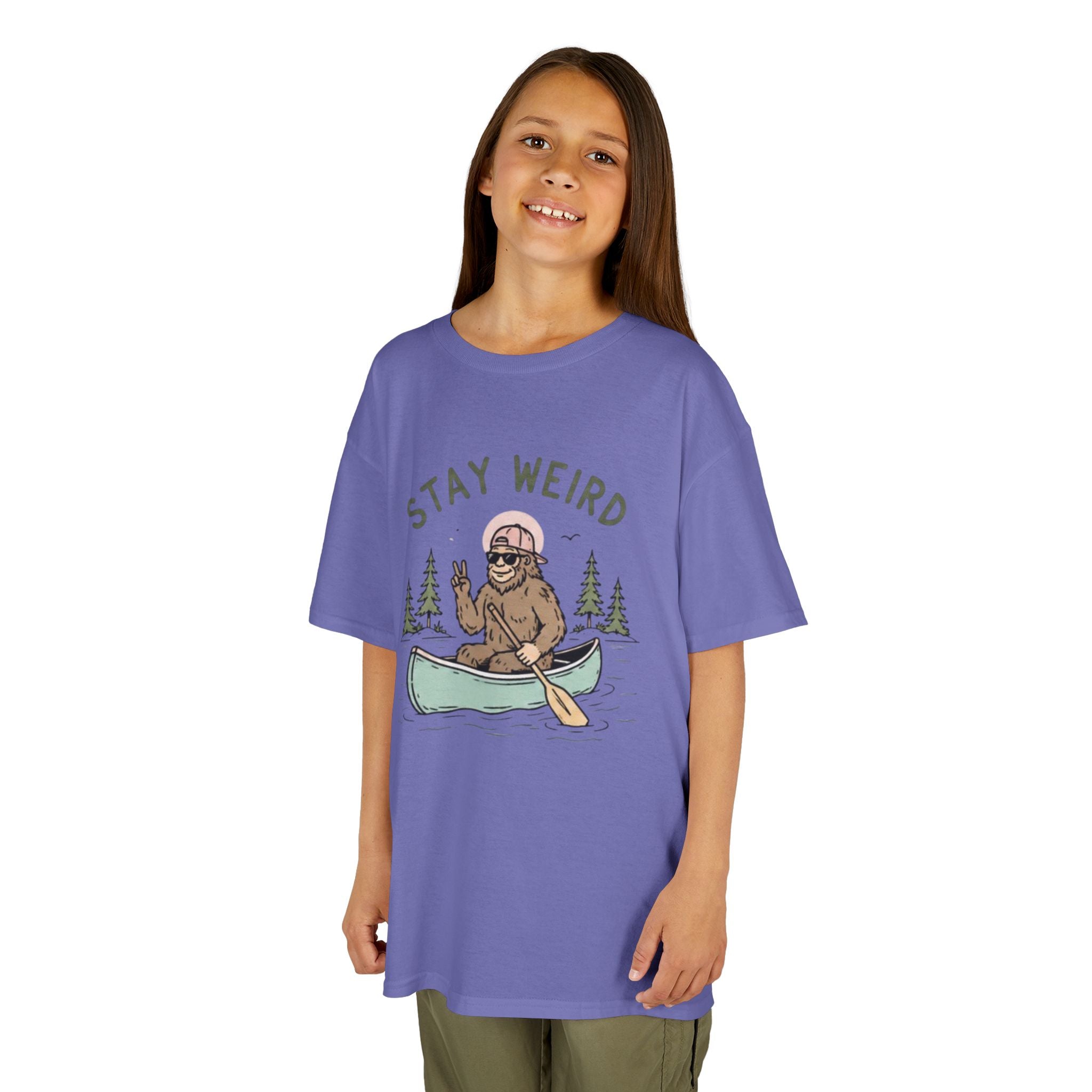 Kids Tee | "Stay Weird" Canoe Sasquatch Graphic