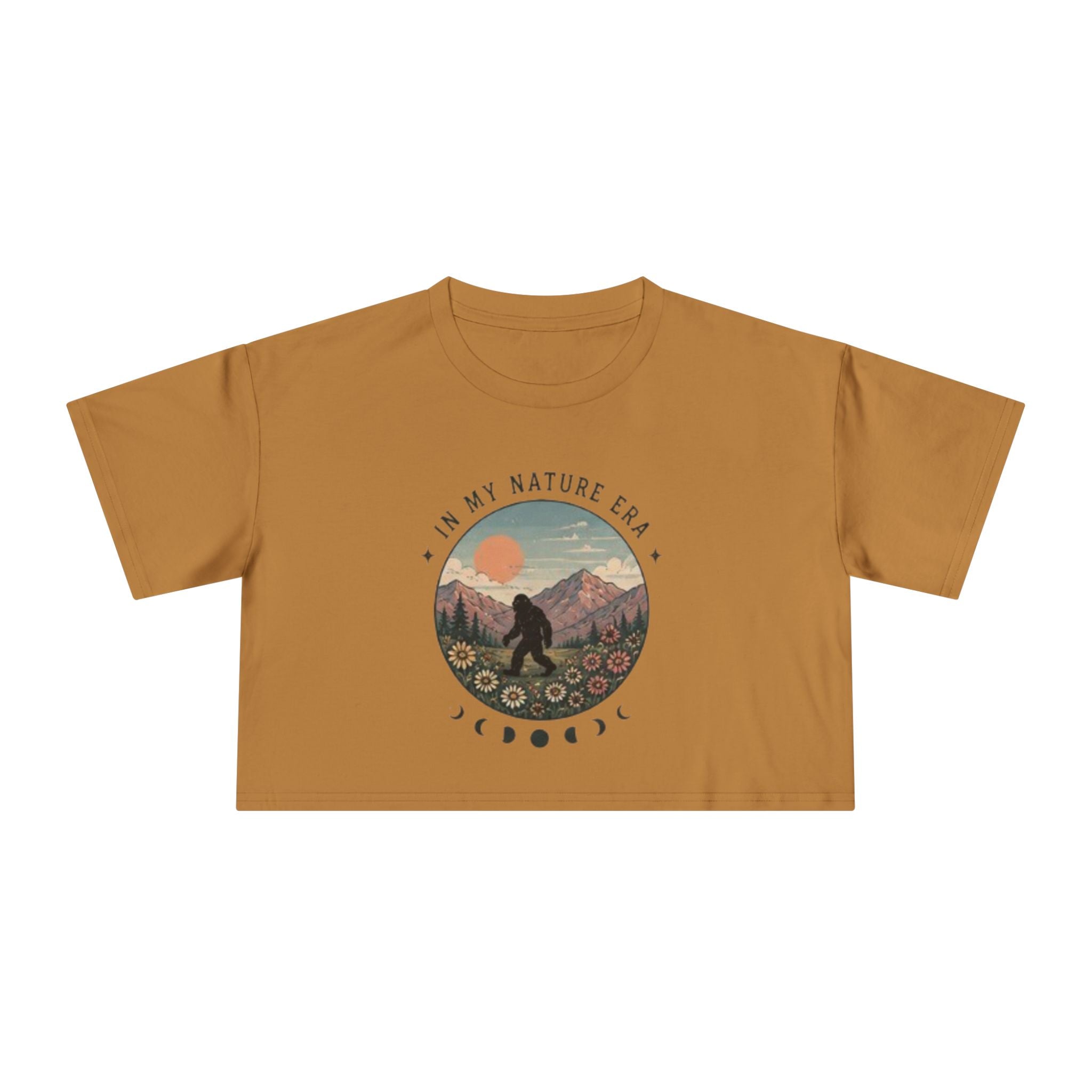 Nature Era Crop Tee | "I Am My Nature Era" Mountain & Sun Graphic
