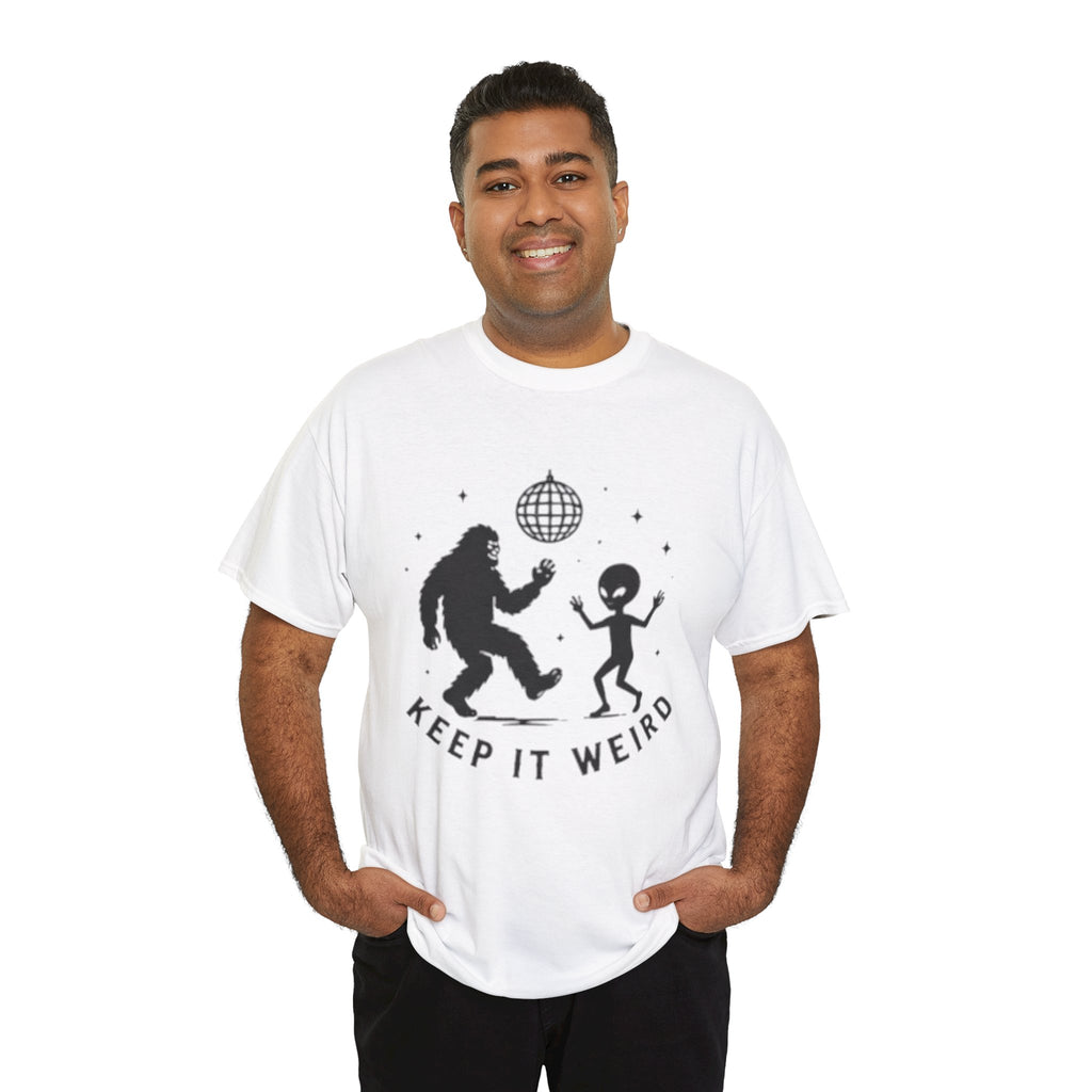 Keep It Weird T-Shirt | Dancing Bigfoot & Alien Disco Tee