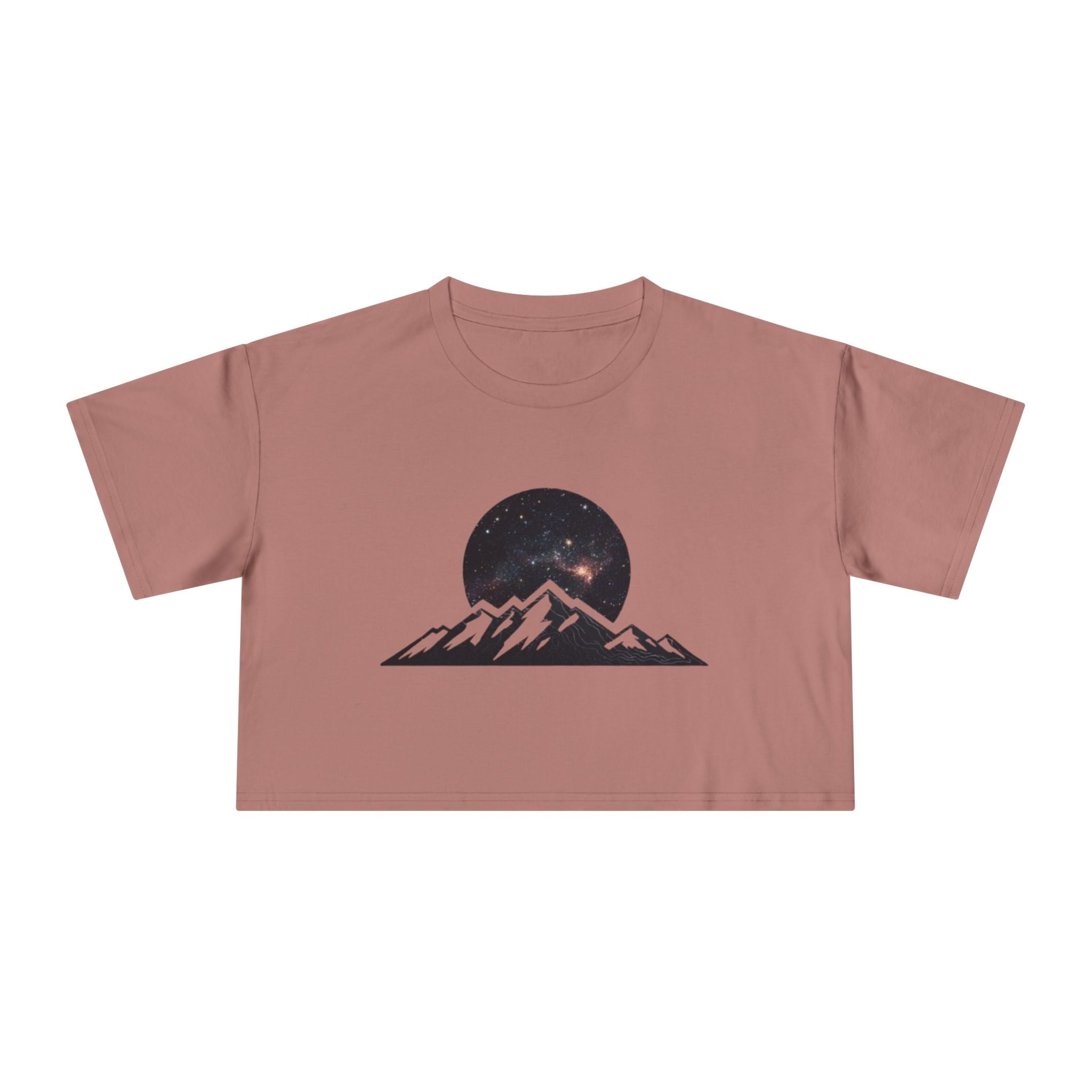 Crop Tee | Night Sky Mountain Graphic