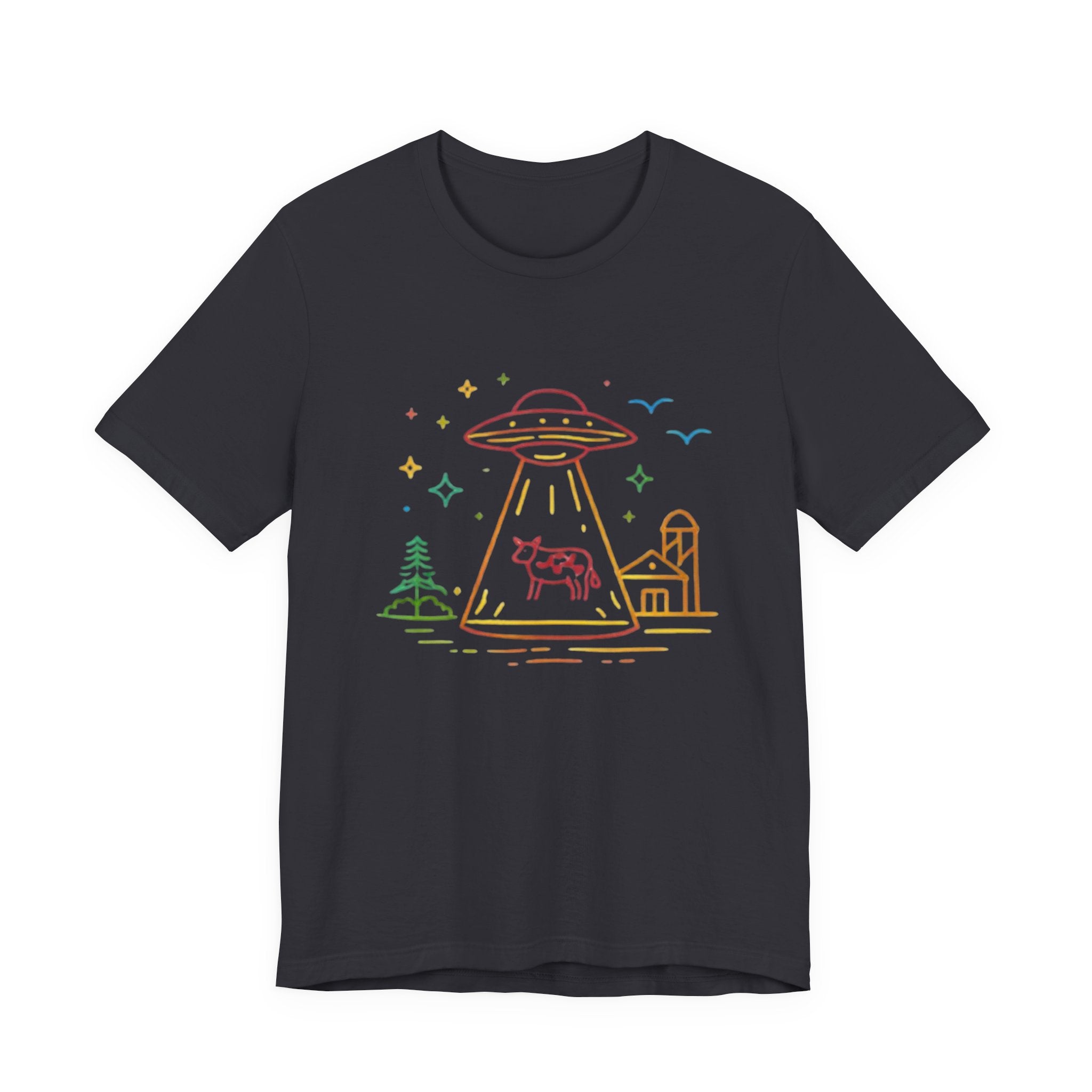 Alien Cow Abduction T-Shirt | Cute Pastel UFO Farm Graphic Tee