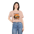 Seasonal Widow Crop Tee | Autumn Hunting Deer Sunset Graphic