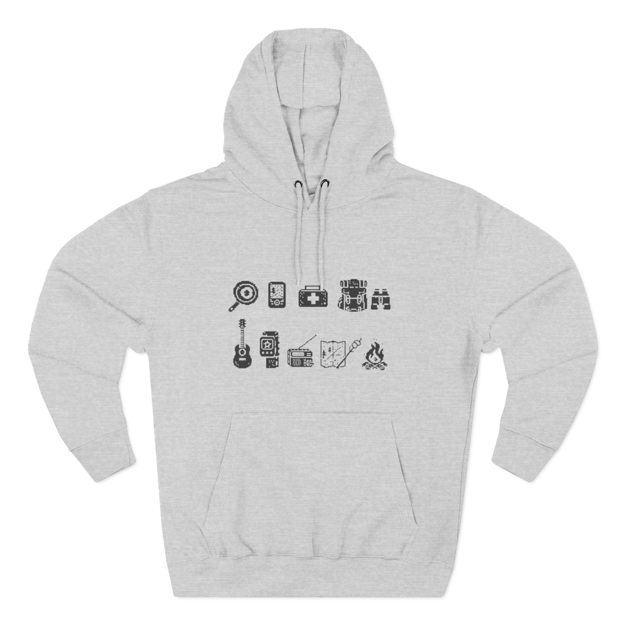 Minimalist Camping Essentials Hoodie | Three-Panel Fleece