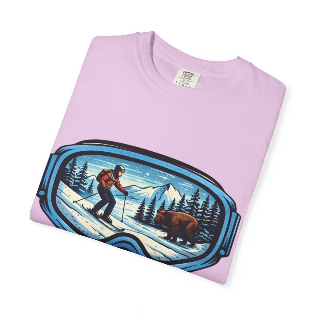 Ski Goggles Scenic T‑Shirt | Skier and Bear Mountain Winter Graphic Tee
