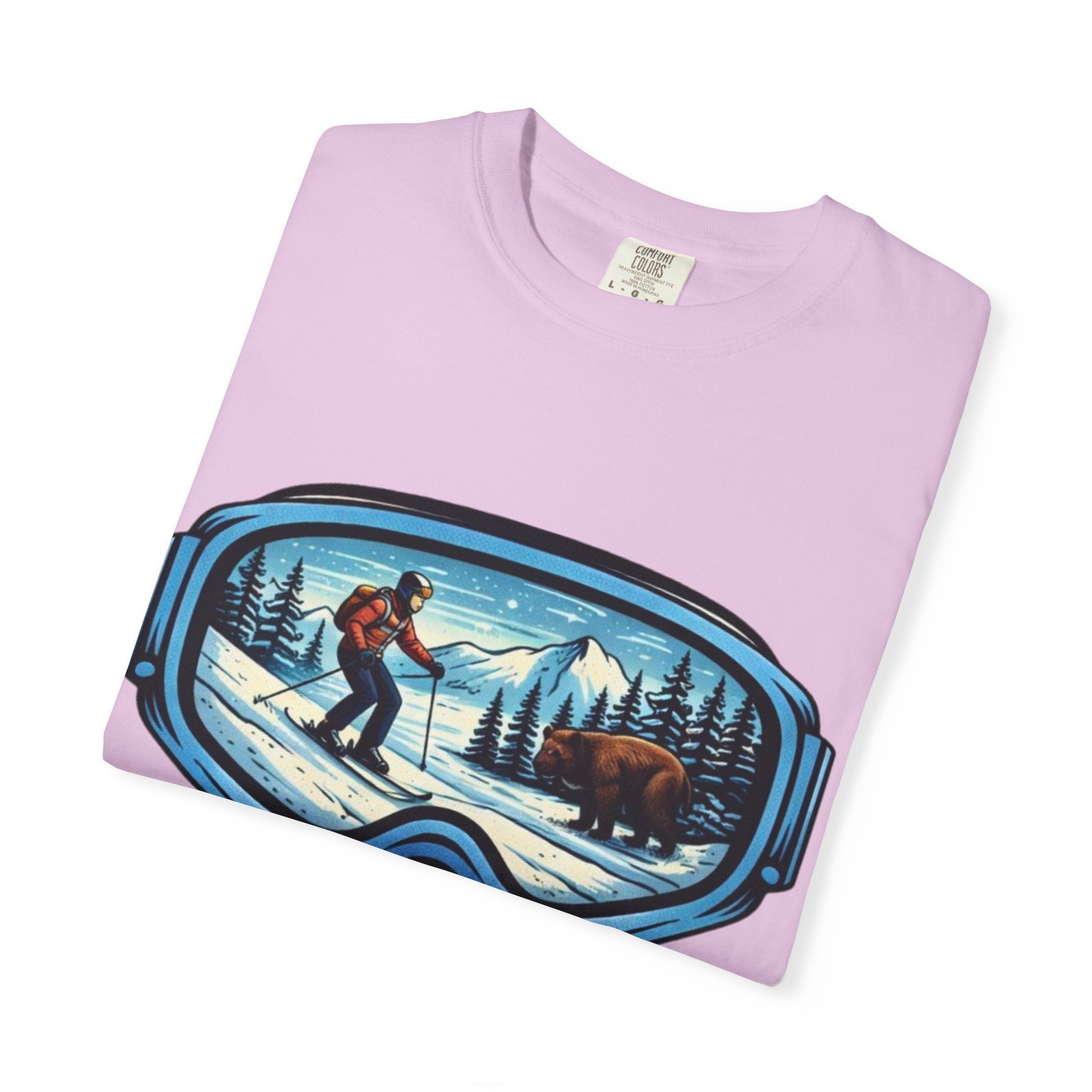 Ski Goggles Scenic T‑Shirt | Skier and Bear Mountain Winter Graphic Tee