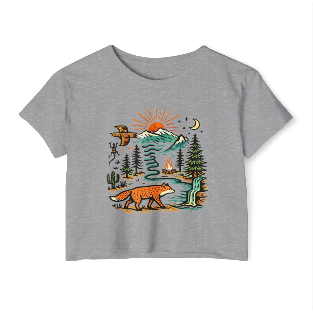 Wildlife Sunset Crop Top | Fox & Mountain Festival Tee