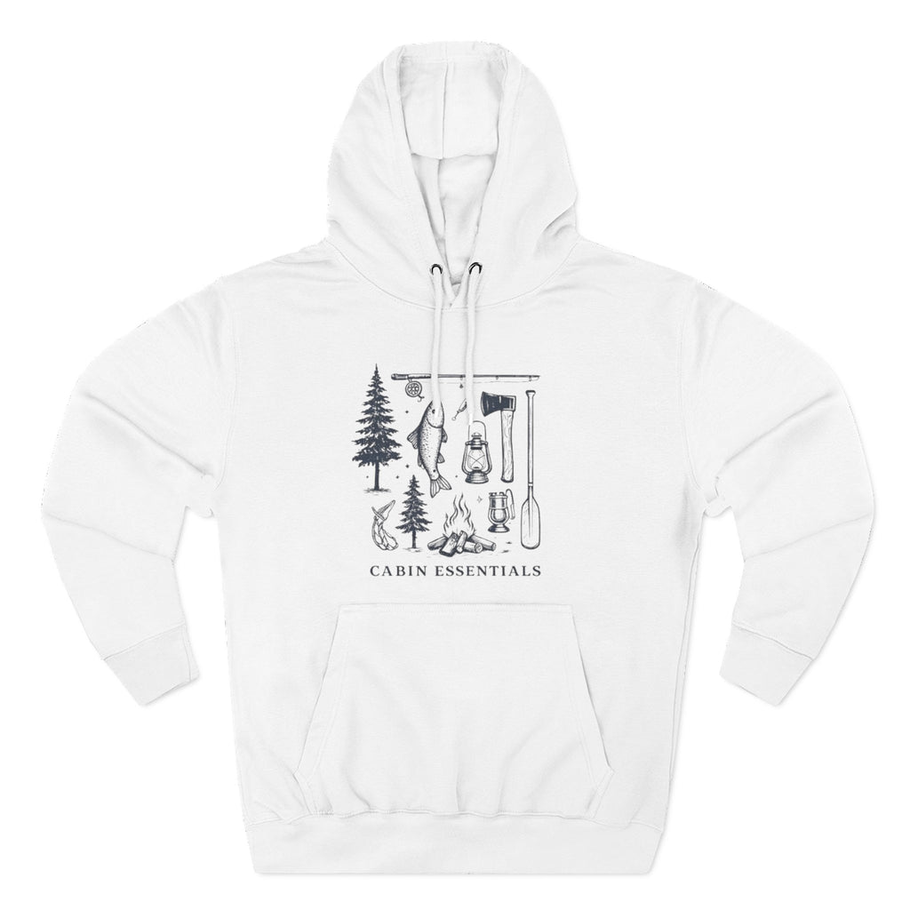 Cabin Essentials Hoodie | Rustic Camping Gear Graphic Pullover