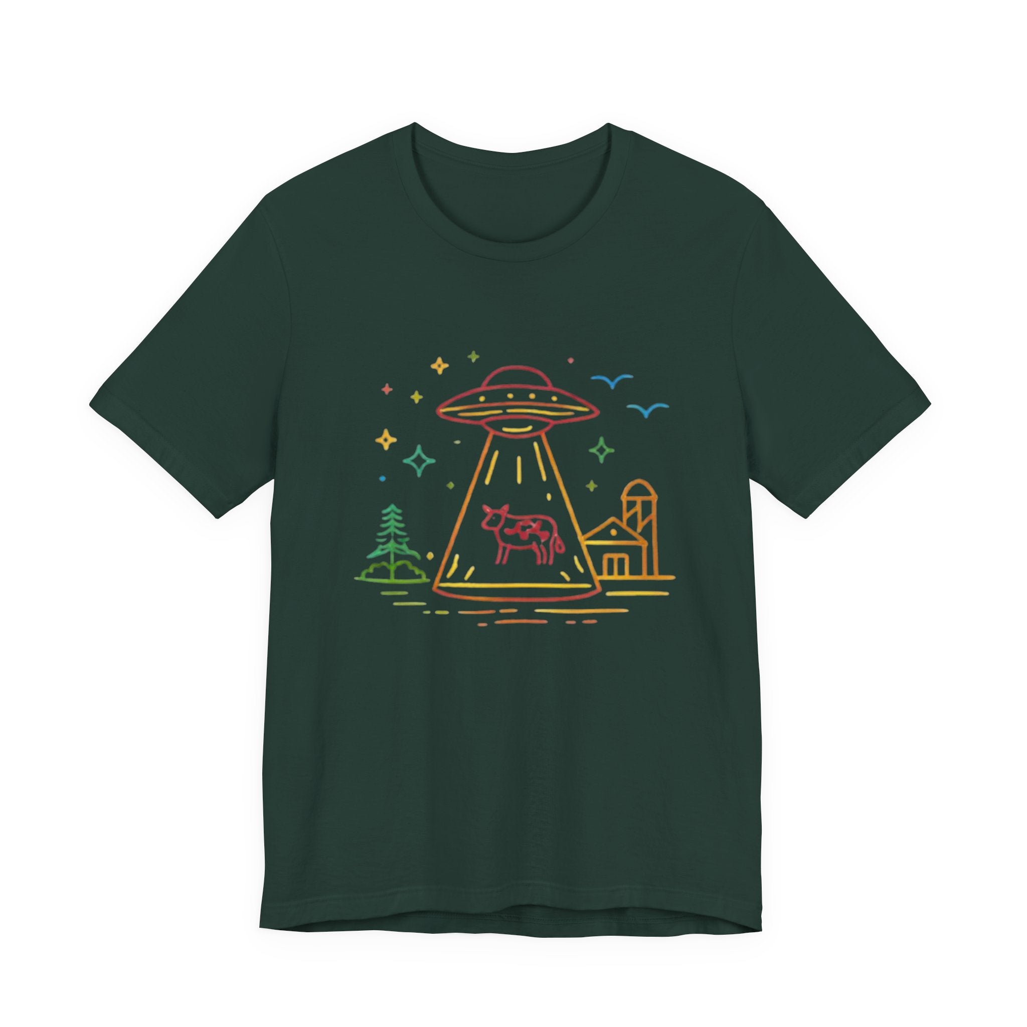Alien Cow Abduction T-Shirt | Cute Pastel UFO Farm Graphic Tee